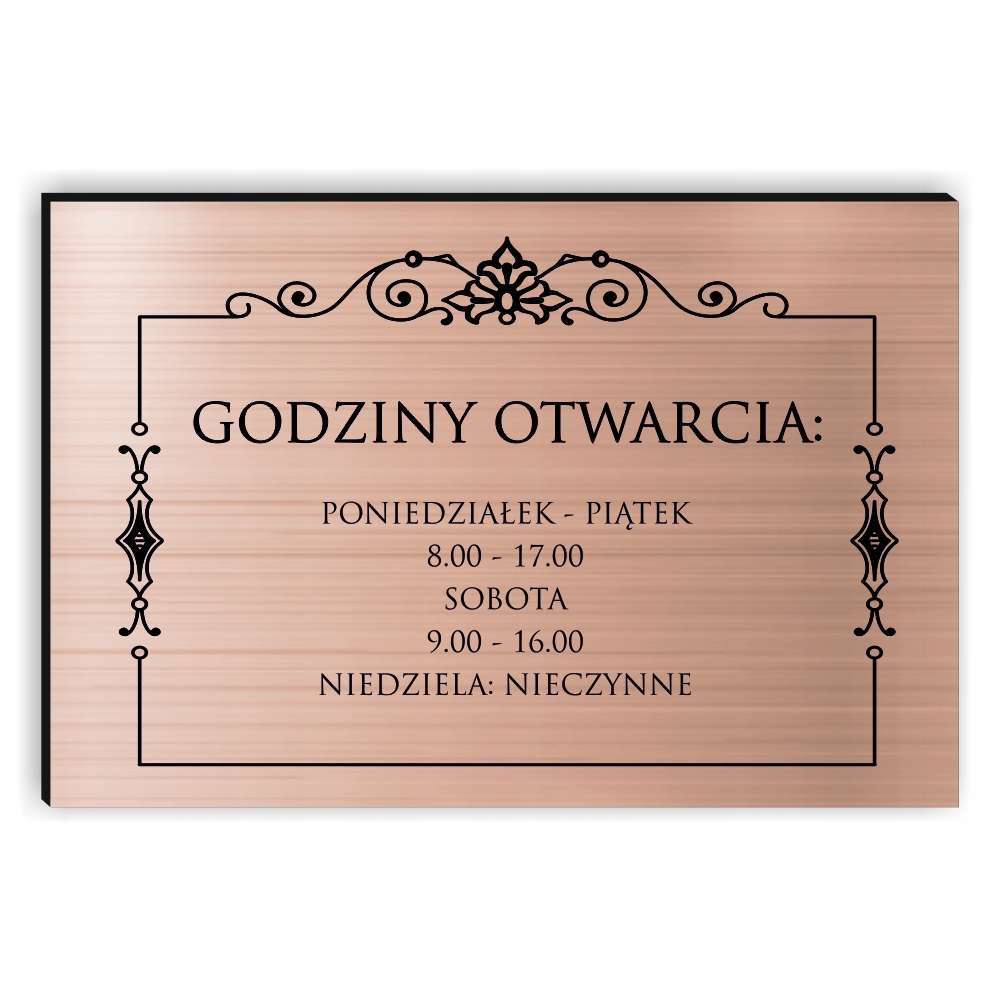 nadruk uv Elegancka TABLICZKA 40x30 cm godziny otwarcia firmy sklepu