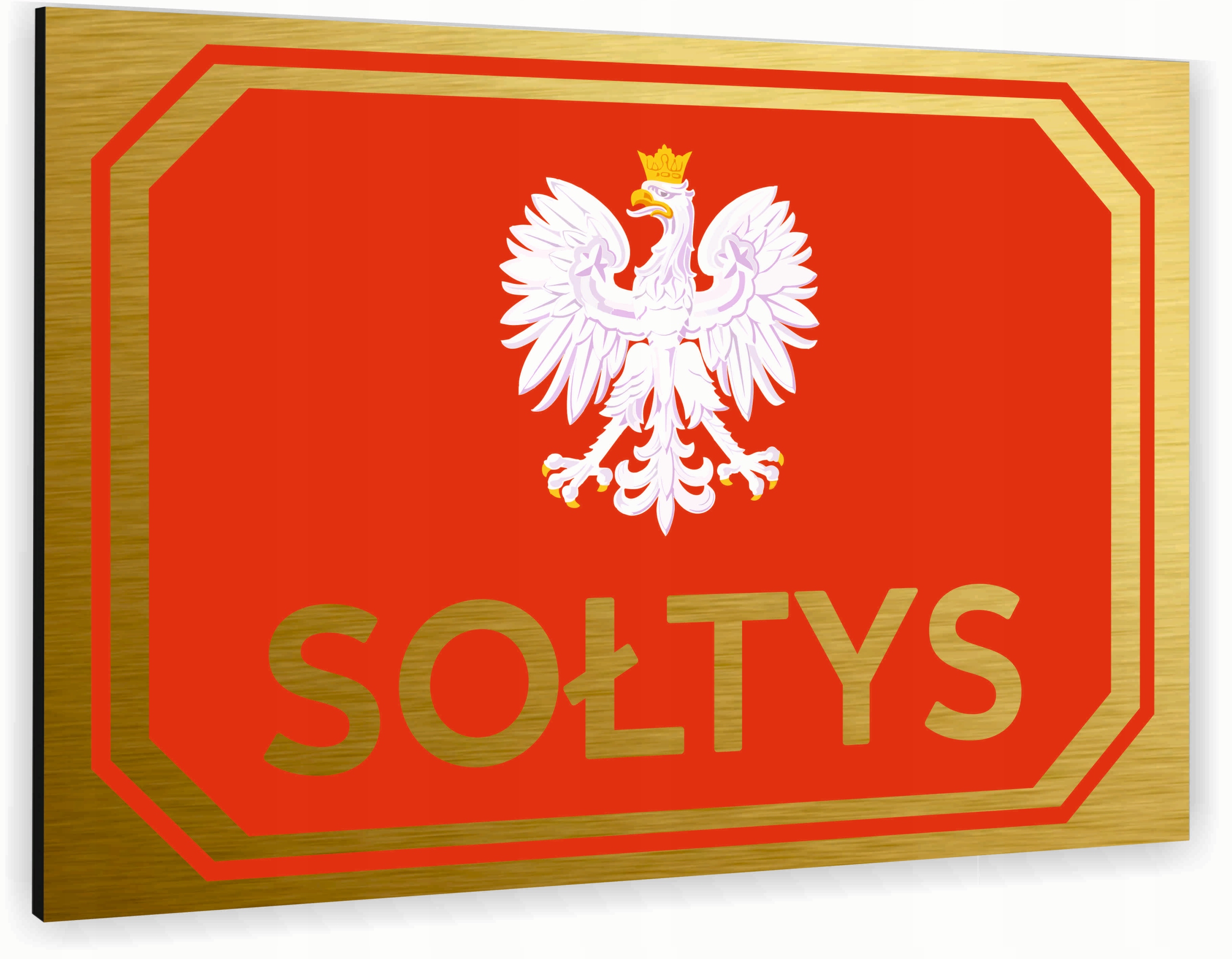 Tabliczka znak informacyjny 40x30 Złota SOŁTYS Aluminiowa NADRUK UV