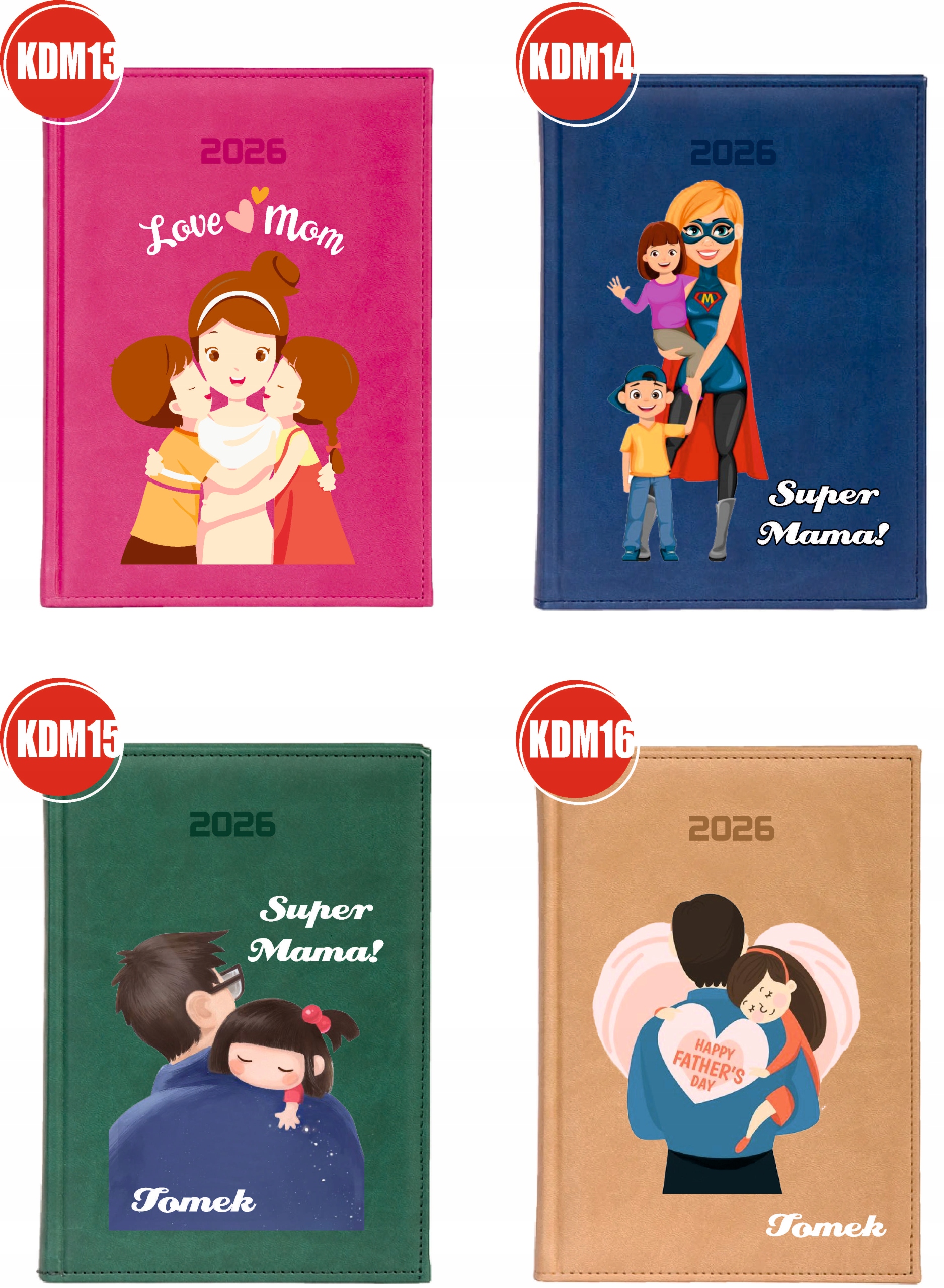 KALENDARZ A5 2026 DZIENNY KSIĄŻKOWY Z NADRUKIEM prezent dla mamy z imieniem