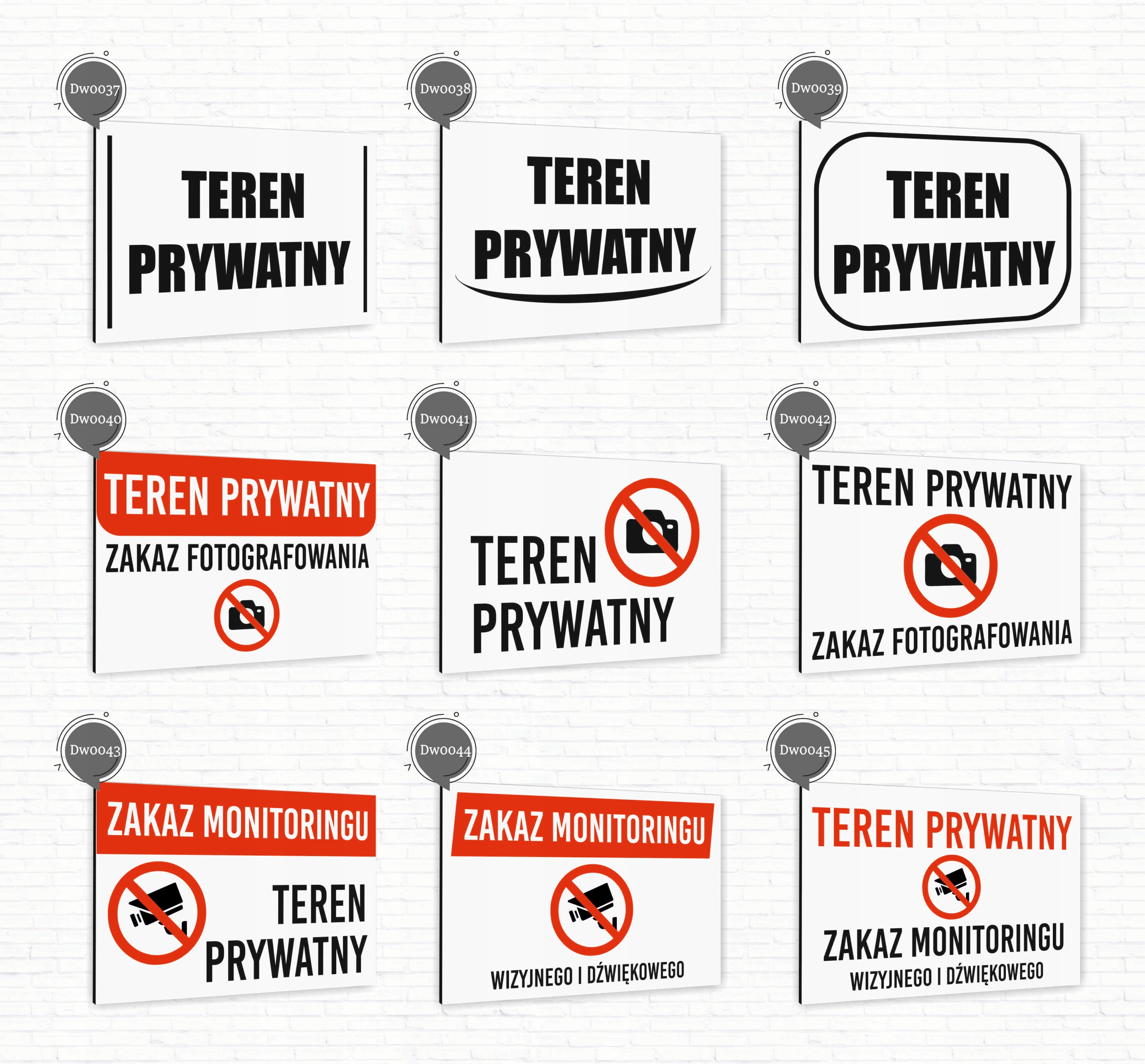 Tabliczka znak informacyjny 30x20 Biała TEREN PRYWATNY Dibond NADRUK UV