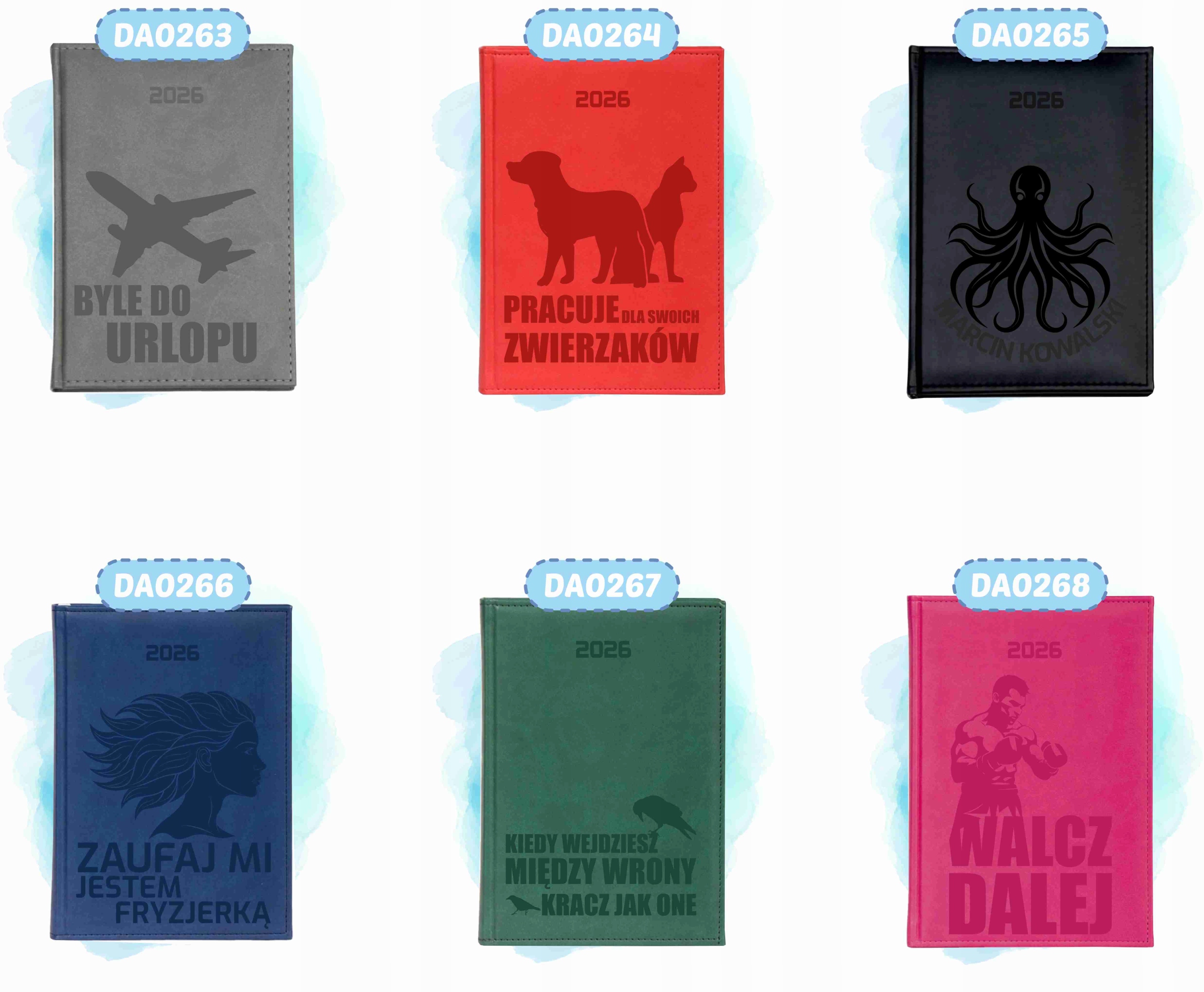 Kalendarz TERMINARZ dzienny A4 2026 z grawerem książkowy + TWÓJ TEKST IMIĘ