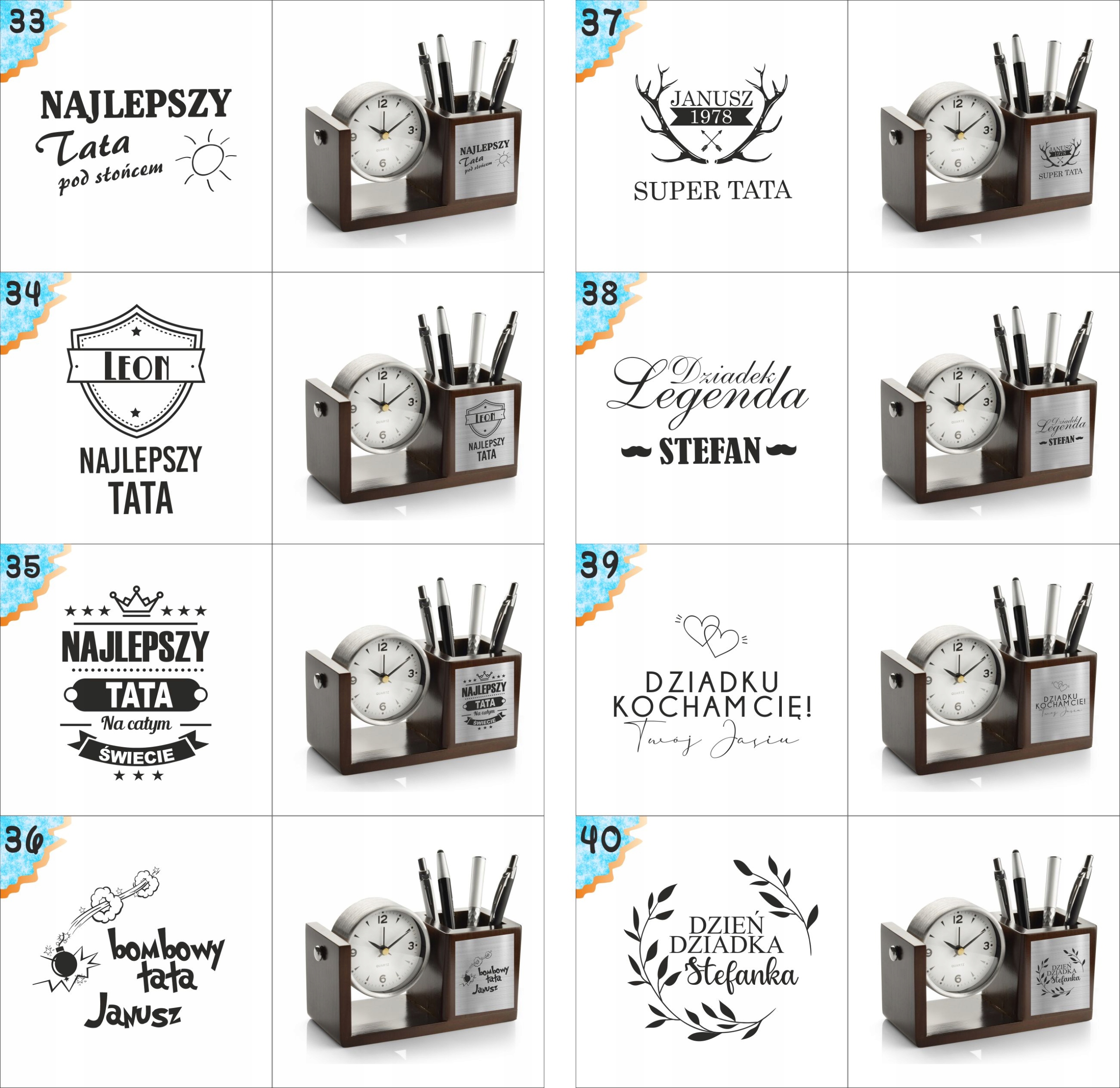 Nowoczesny przybornik z zegarem z Twoim tekstem imieniem DLA KSIĘGOWEJ