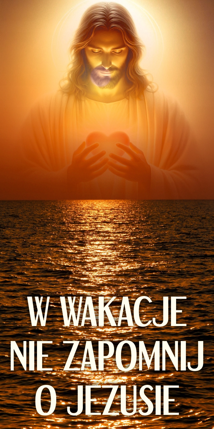 Baner religijny WAKACYJNY W WAKACJE NIE ZAPOMNIJ O JEZUSIE 300x150 cm