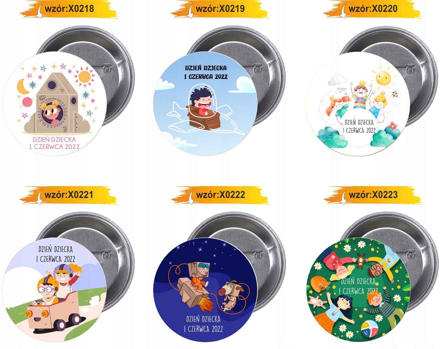 Przypinki buttony DZIEŃ DZIECKA z grafiką HIT