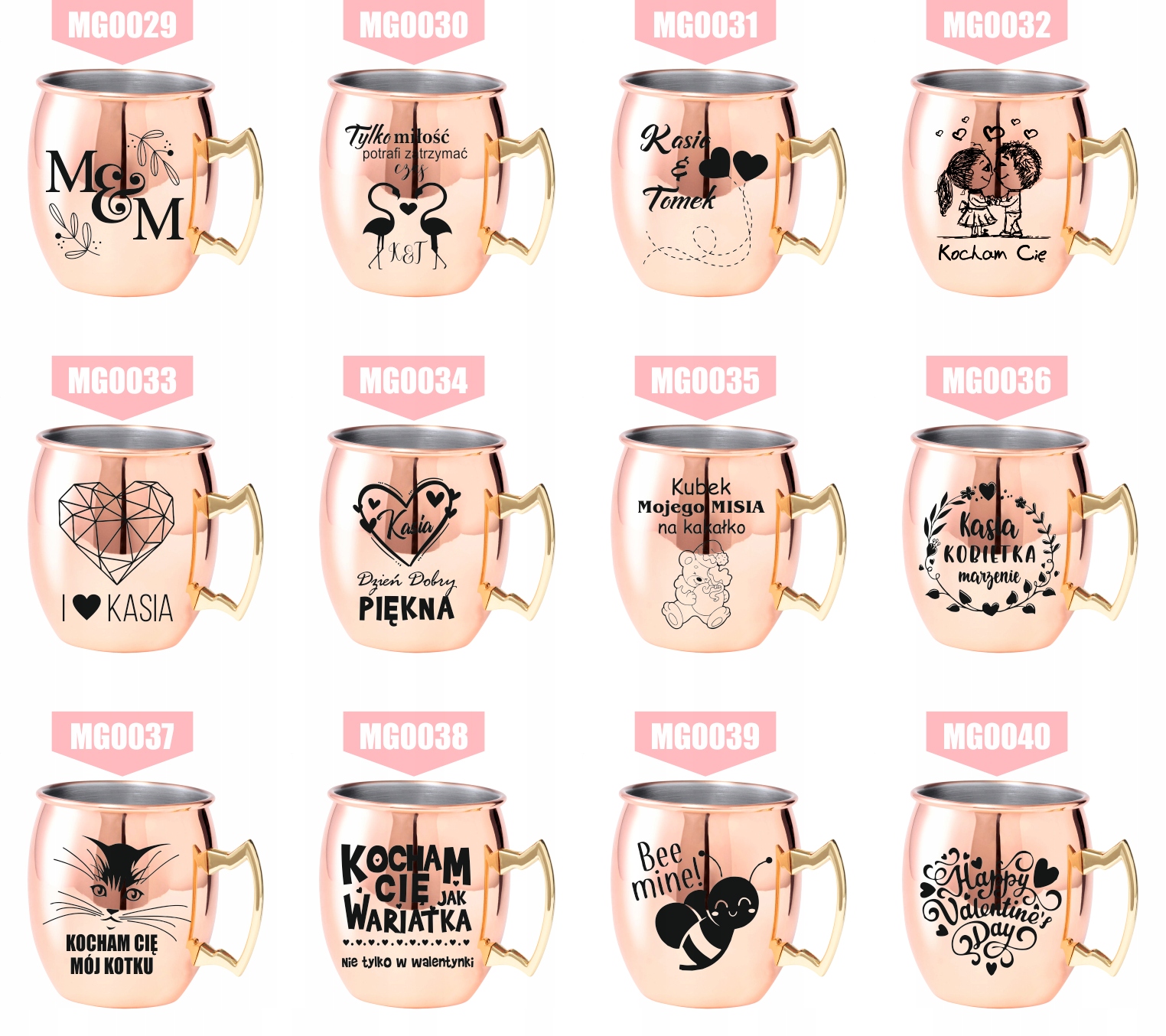 Kubek koktajlowy z uchem ze stali z grawerem PREZENT Z TWOIM IMIENIEM