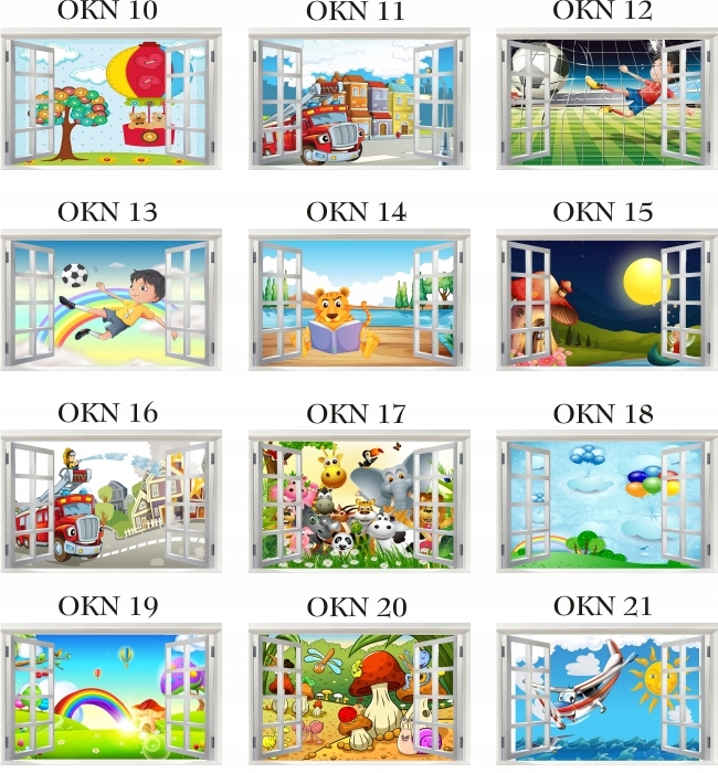 Naklejki samoprzylepna na ścianę okno zwierzątka