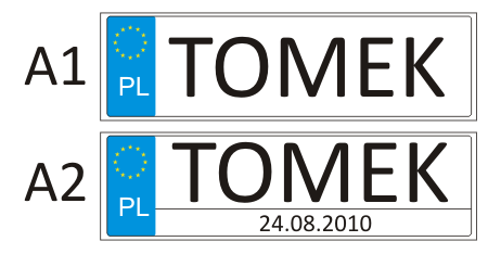 TABLICE IMIENNE REJESTRACYJNE na samochód wózek