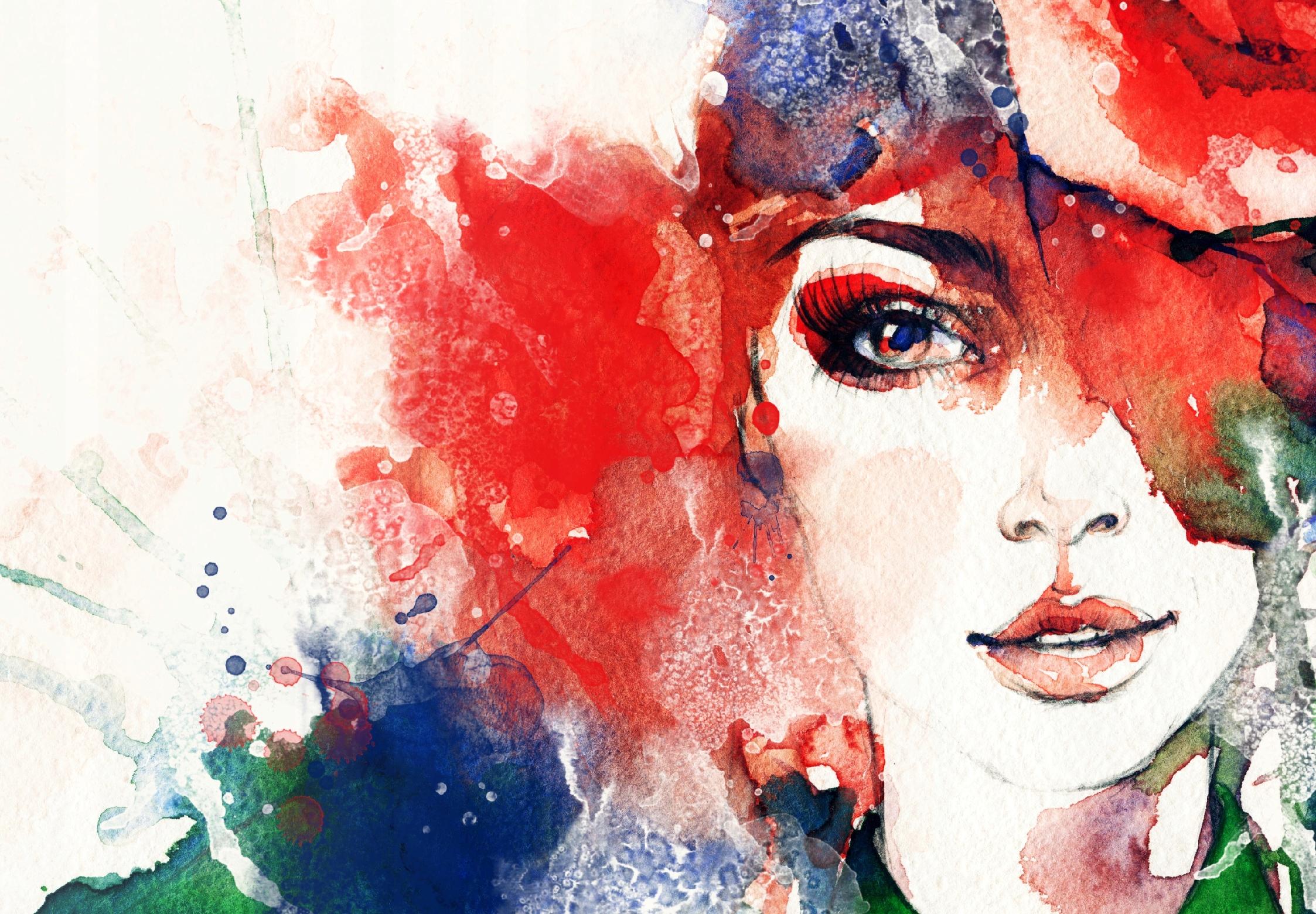 FOTOTAPETA MALUNEK FARBAMI TWARZ KOBIETY PORTRET