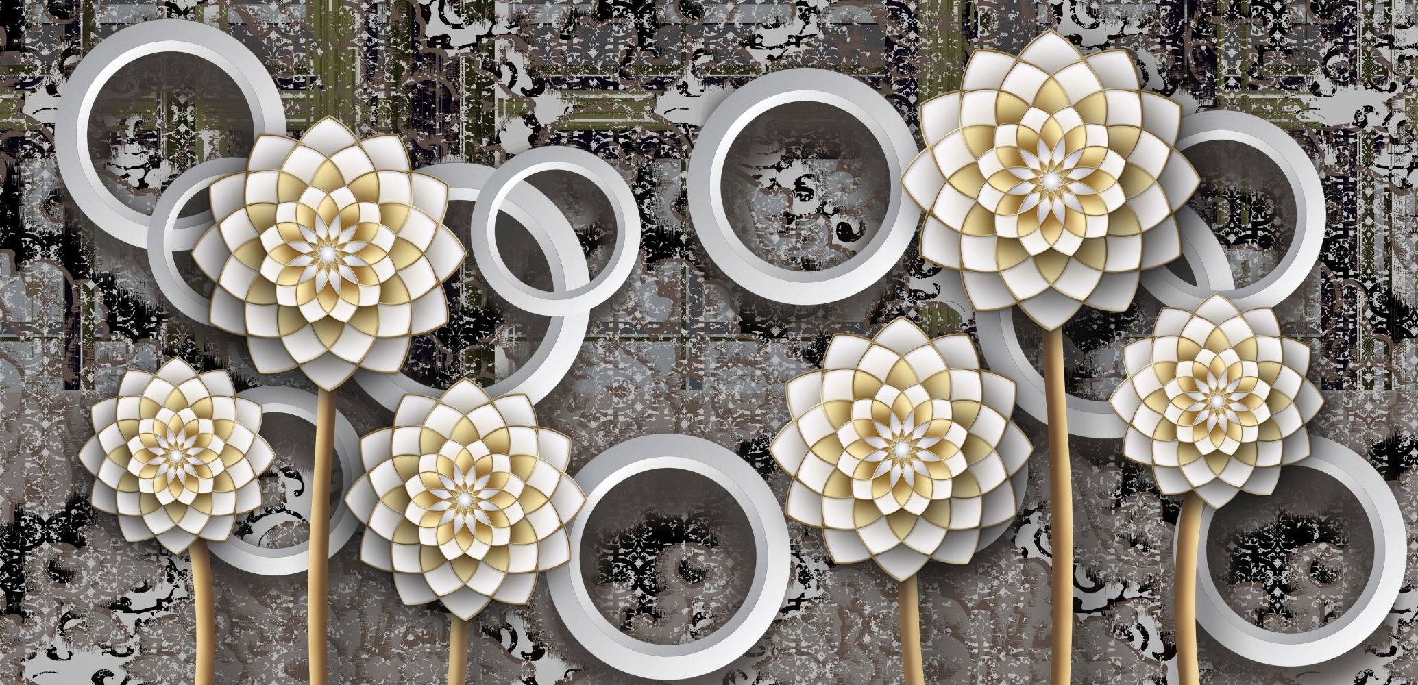 fototapeta KWIATY OPTYCZNA ABSTRAKCJA 360x240