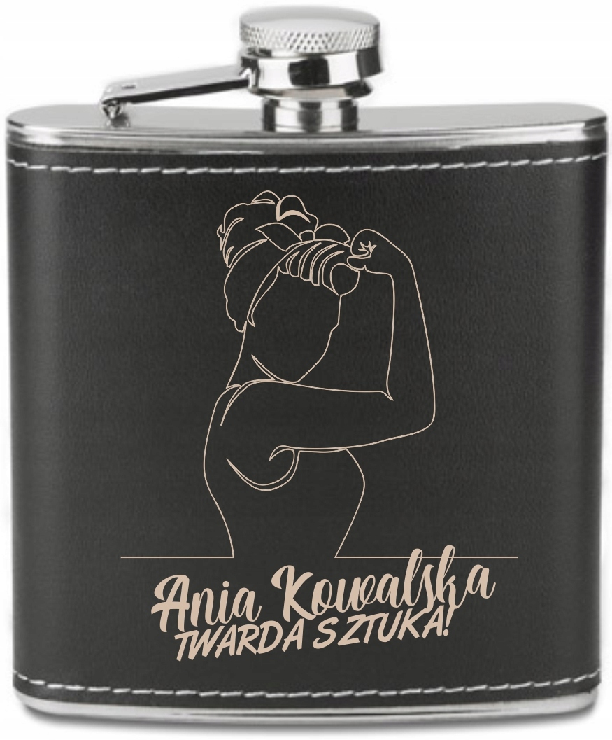 GRAWEROWANA Piersiówka 180 ml prezent NA DZIEŃ KOBIET Z IMIENIEM