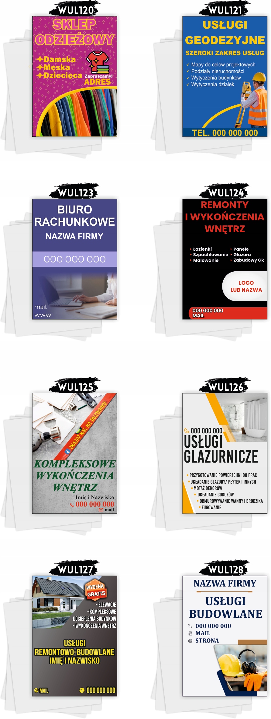 ulotki A6 reklamowe firmowe 100 szt różne wzory USŁUGI BUDOWLANE