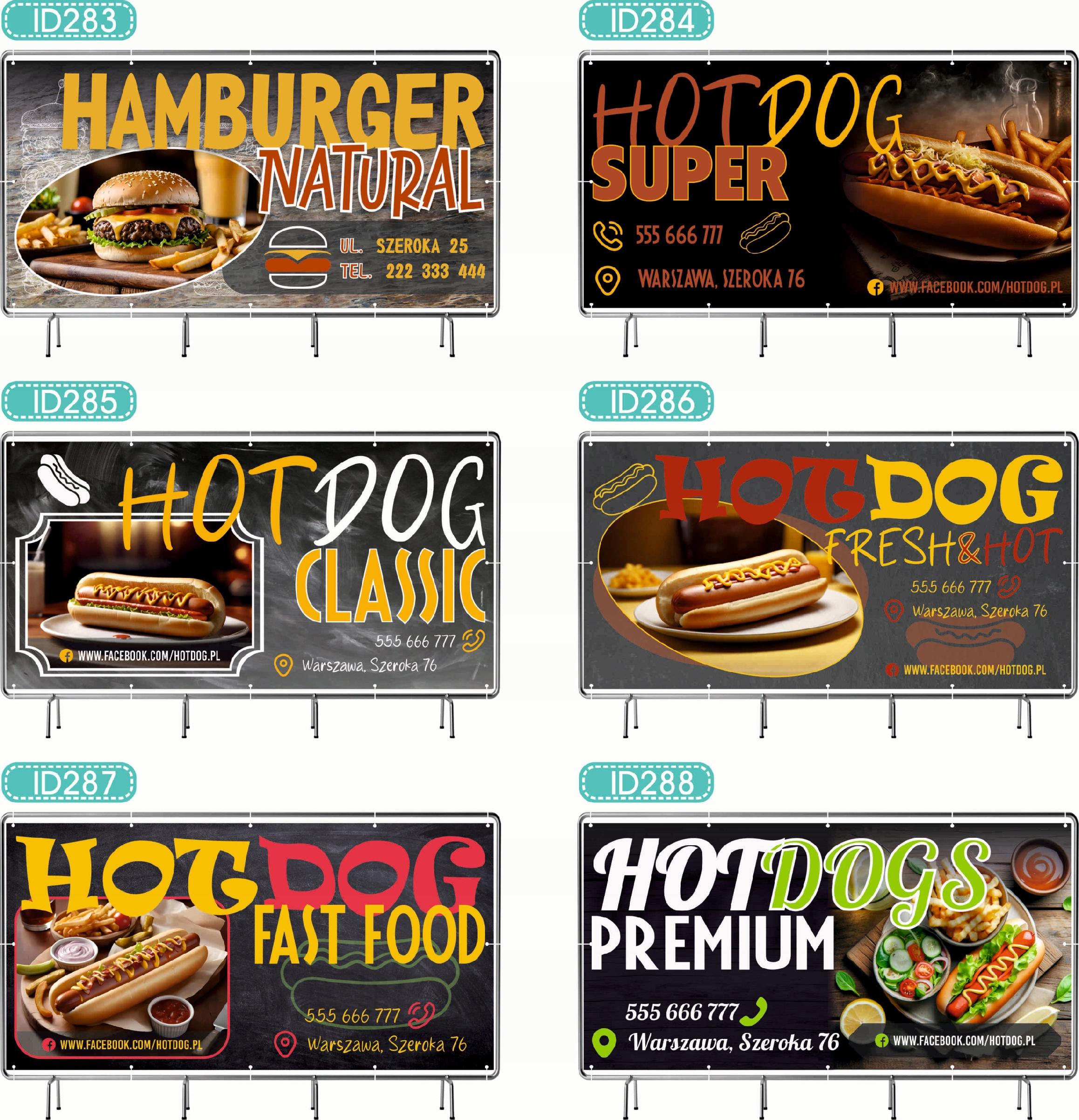 BANER REKLAMOWY oczkowany 100x50cm projekt w cenie HOT DOG FAST FOOD