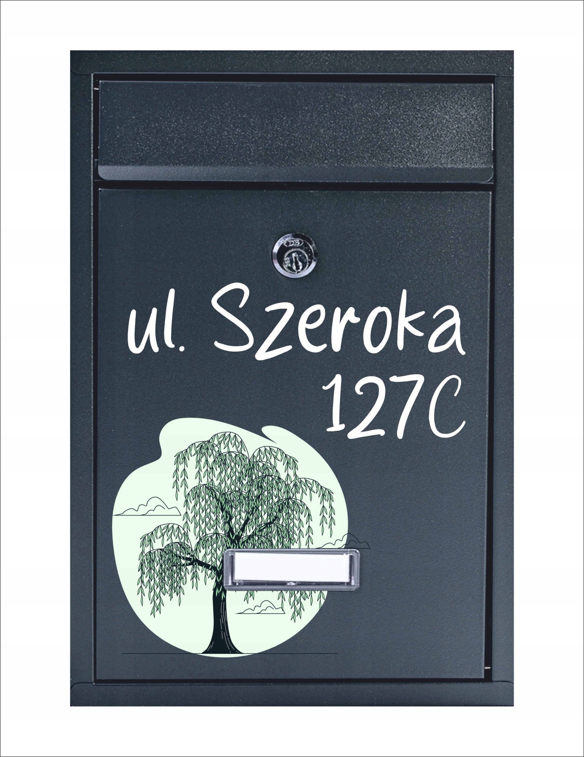 SKRZYNKA NA LISTY POCZTOWA stal z nadrukiem UV adres numer domu miejscowość