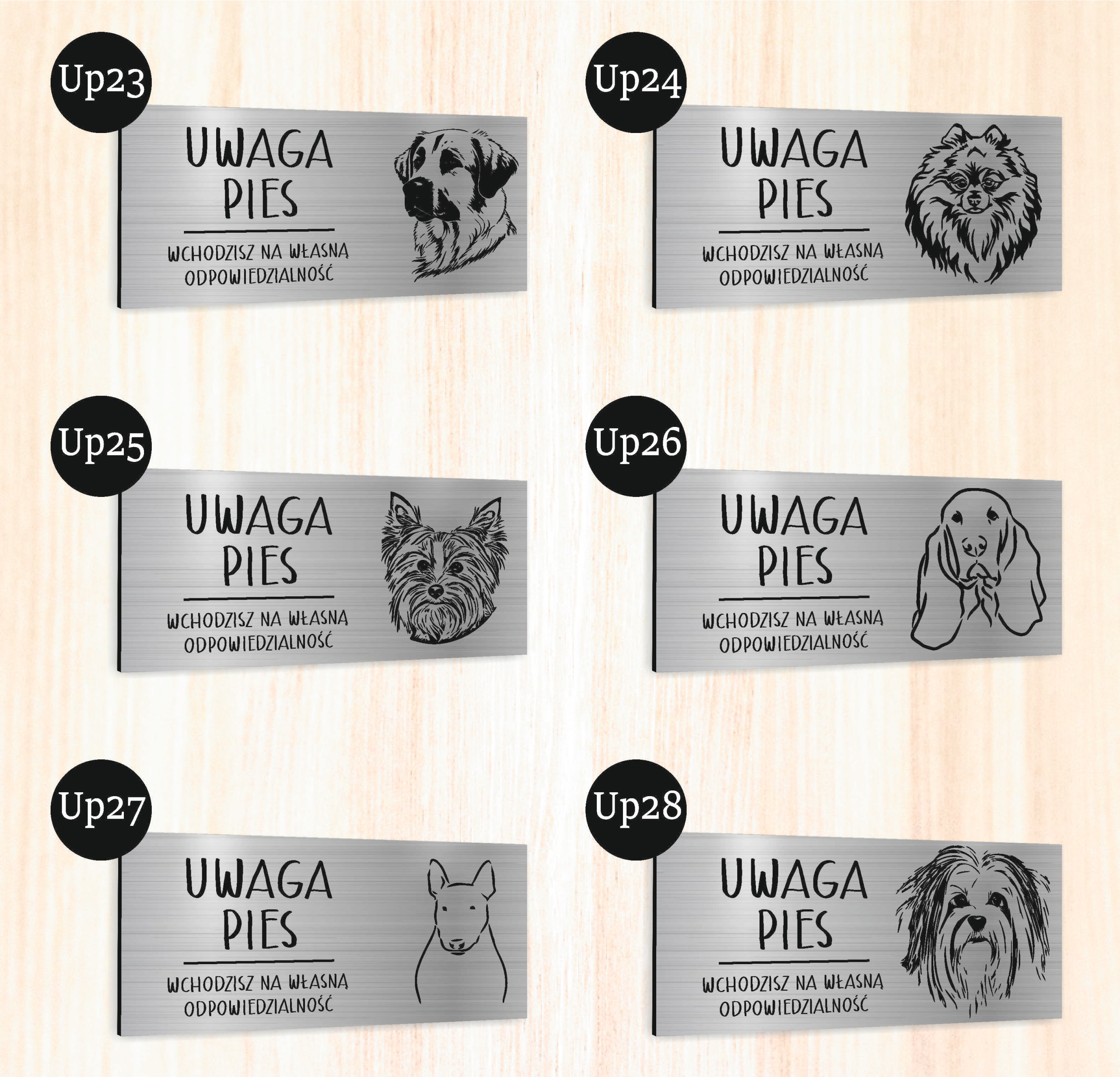 Tabliczka dibond uwaga pies Buldog francuski 20x10 cm z NADRUKIEM UV