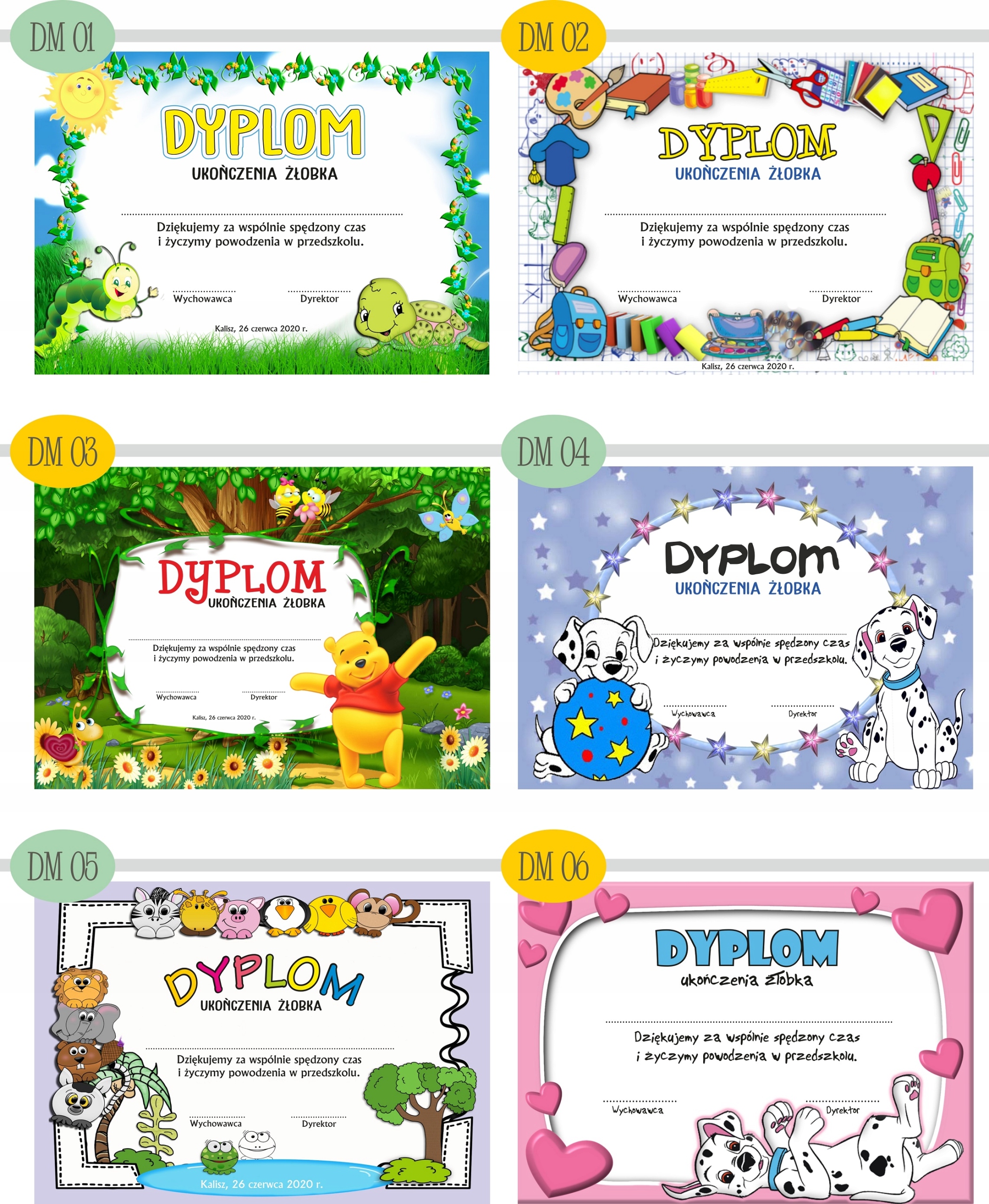Dyplom UKOŃCZENIA ŻŁOBKA przedszkola A4 druk