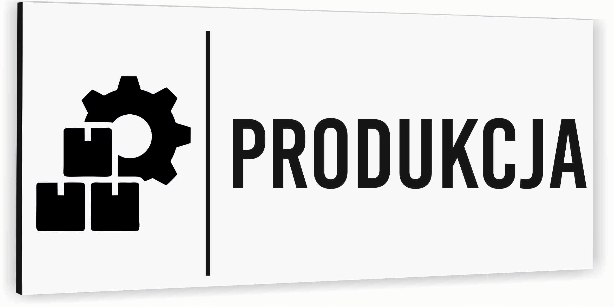 Tabliczka na drzwi PRODUKCJA Aluminium BIAŁA Dibond Piktogram