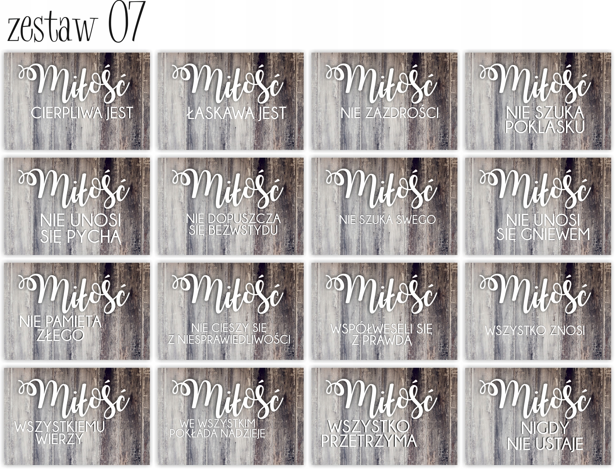 HYMN O MIŁOŚCI tabliczki 16 szt 20x30cm weselne