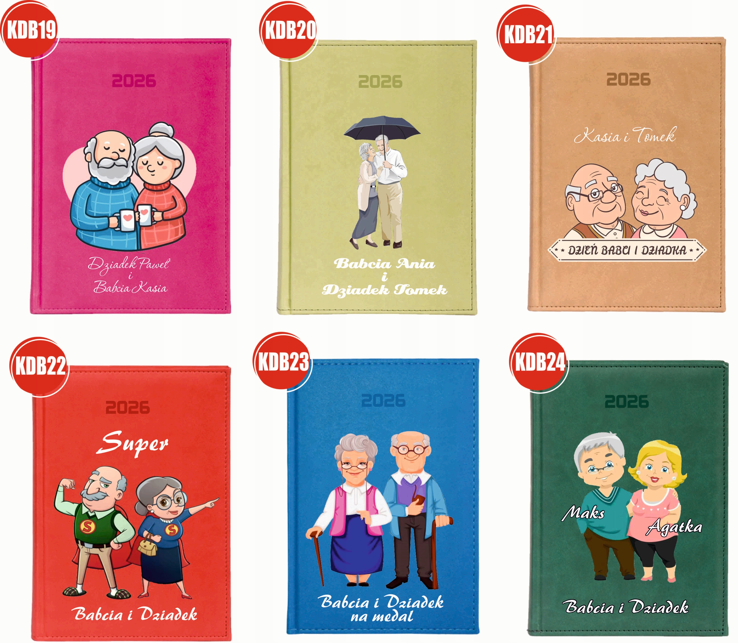 KALENDARZ A5 2026 DZIENNY terminarz Z NADRUKIEM na dzień babci planer