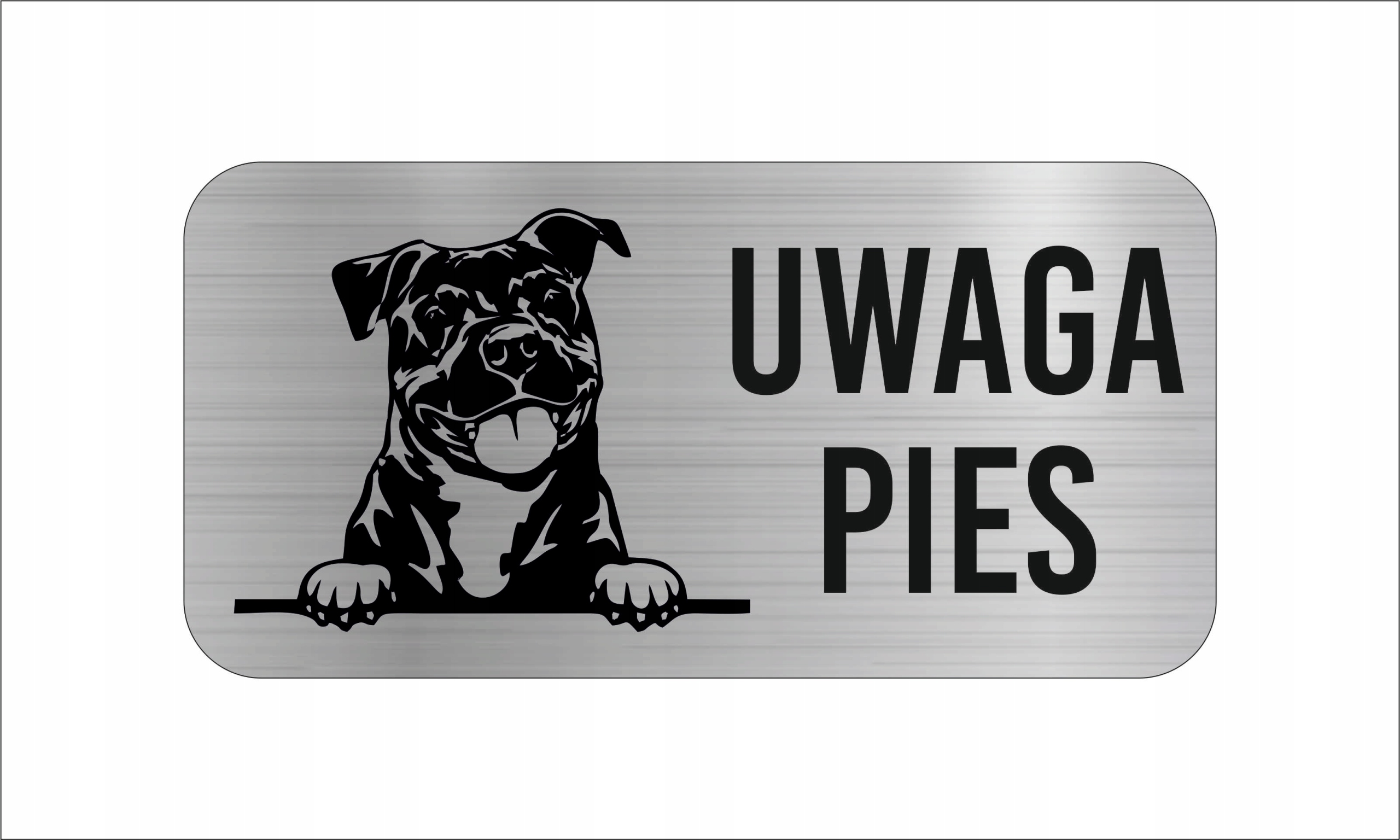 GRAWER Tabliczka nierdzewna 20x10 cm UWAGA PIES AMERICAN PIT BULL TERRIER
