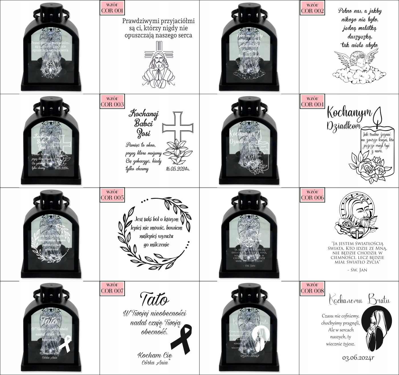 Latarenka LED znicz czarny z grawerem personalizowany DLA PRZYJACIELA