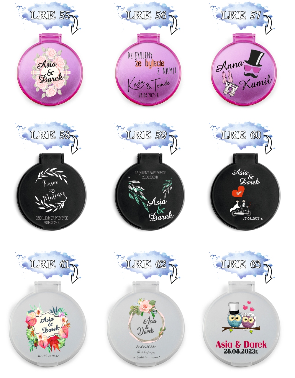 LUSTERKO personalizowane podziękowania dla gości na ŚLUB z nadrukiem UV