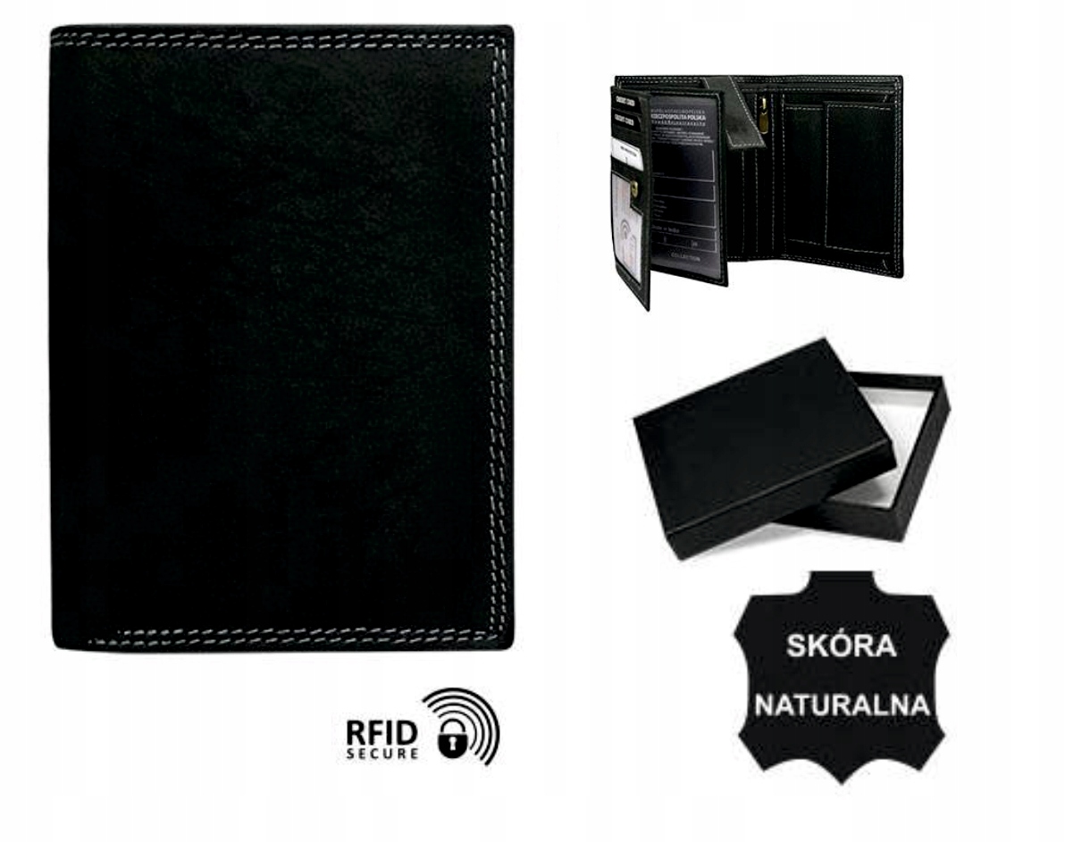 Eleganki męski portfel 100% SKÓRA dla strażaka