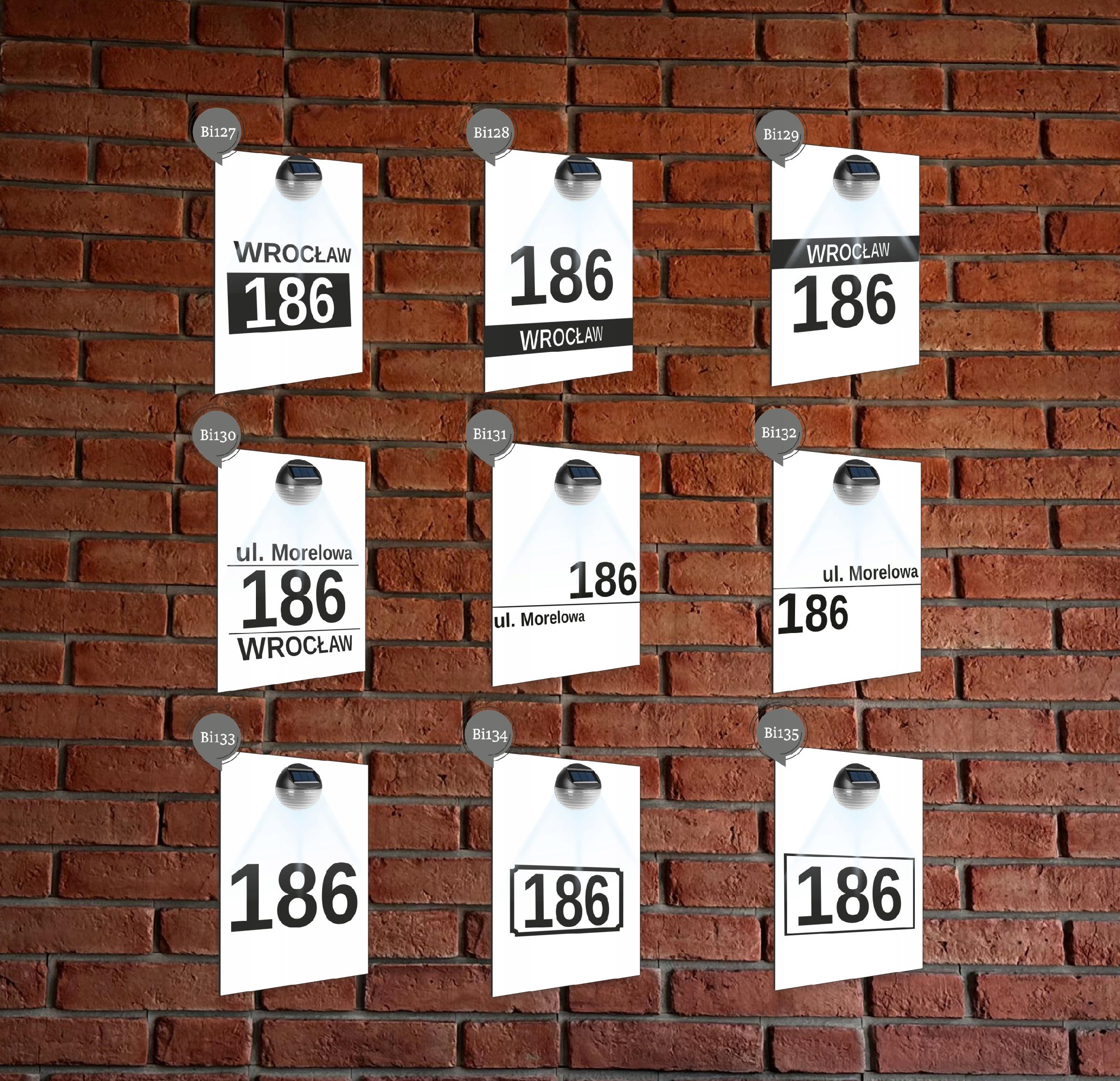 biała TABLICZKA ADRESOWA lampka led pionowa dibond numer domu 40x30