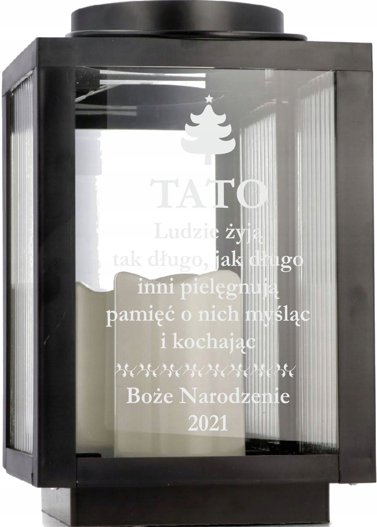 Znicz latarenka na grób z grawerem imię data dedykacja personalizowany wzór