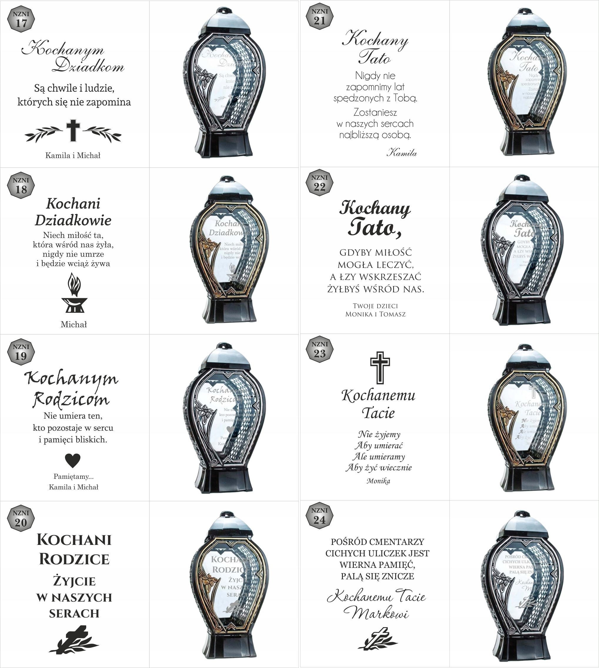 Latarenka nagrobna z imieniem i datą nowoczesny znicz wszystkich świętych