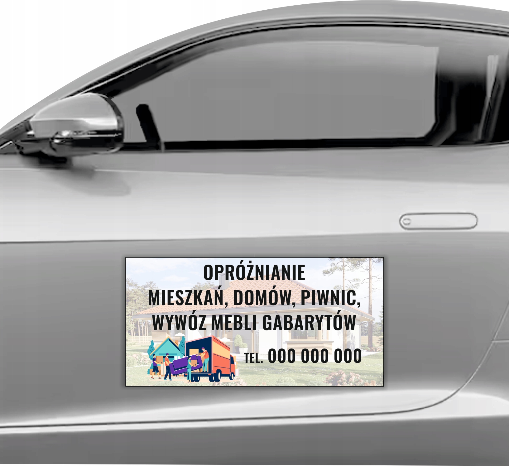 MAGNES na samochód MATA MAGNETYCZNA REKLAMA 30x60 CM OPRÓŻNIANIE MIESZKAŃ