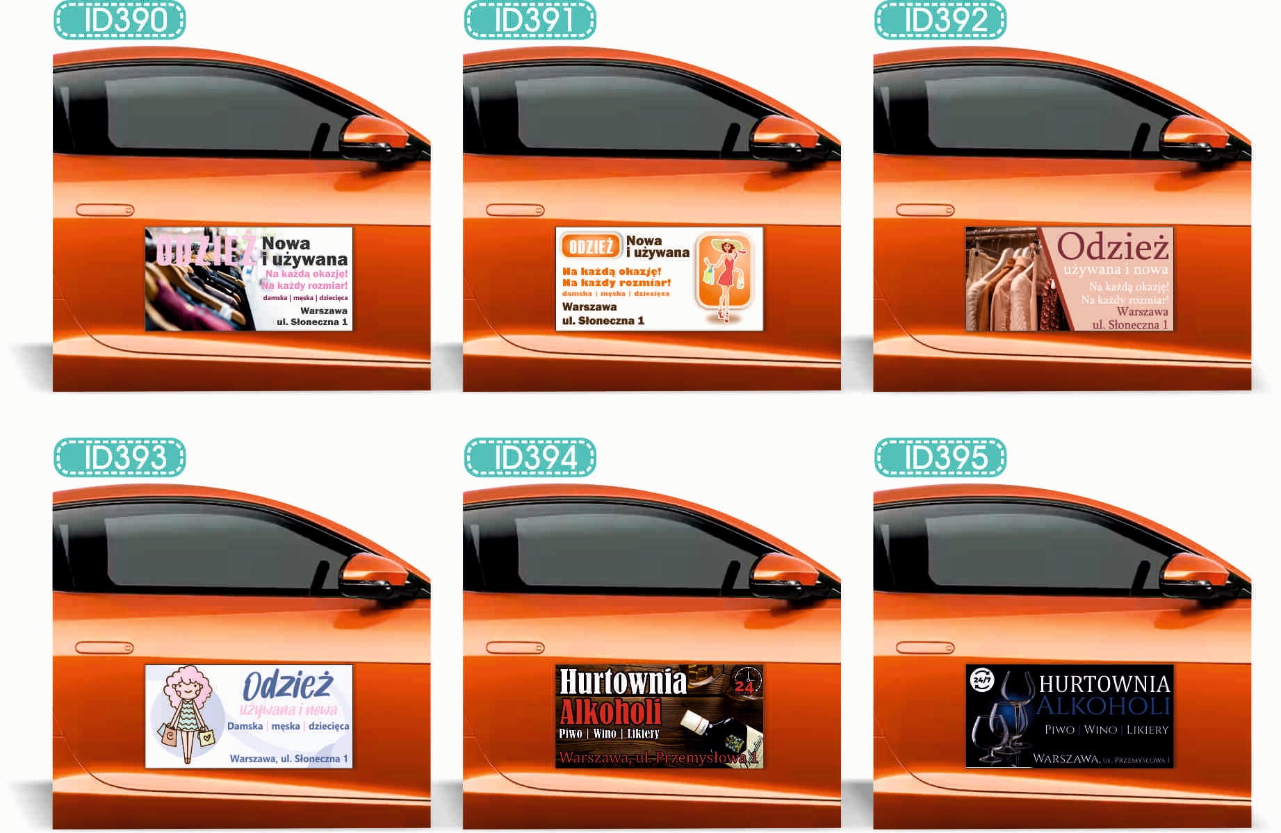 Magnes na samochód reklama magnetyczna 60x30 KIEŁBASA Z GRILLA różne wzory