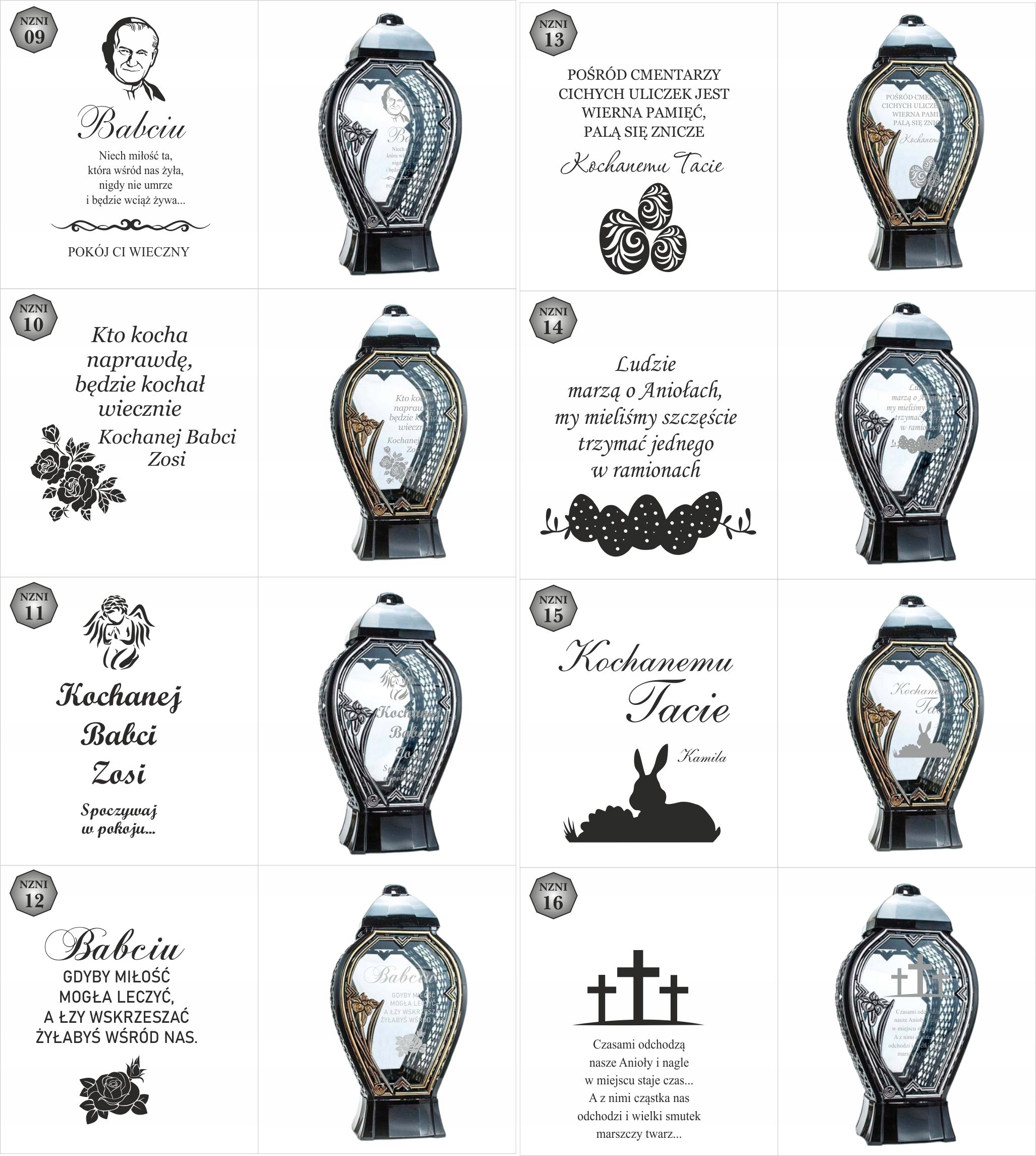 Latarenka nagrobna z imieniem i datą nowoczesny znicz wszystkich świętych