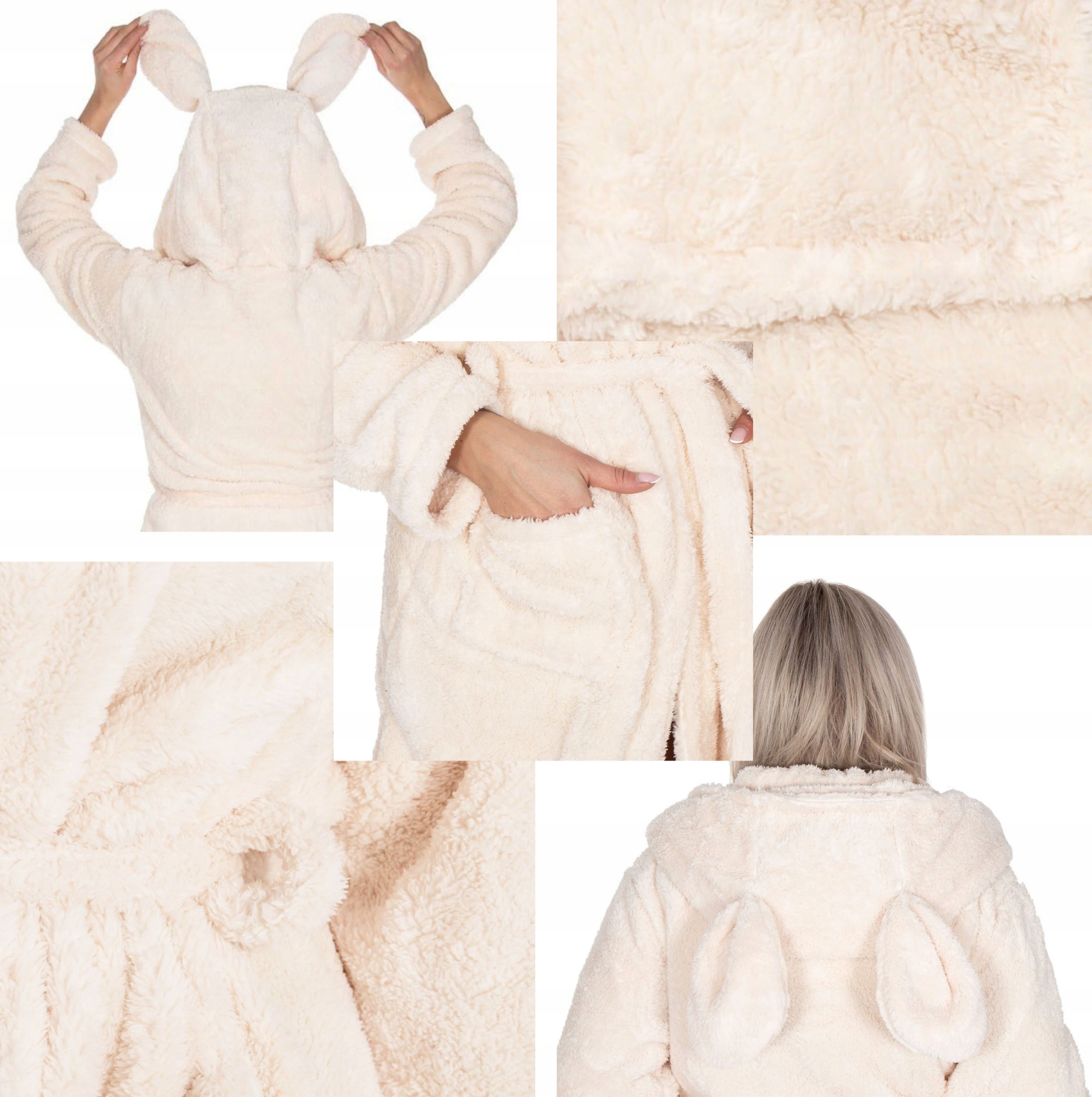 SZLAFROK DAMSKI z uszami Z HAFTEM rozmiar L/XL DLA ŻONY TWÓJ NAPIS