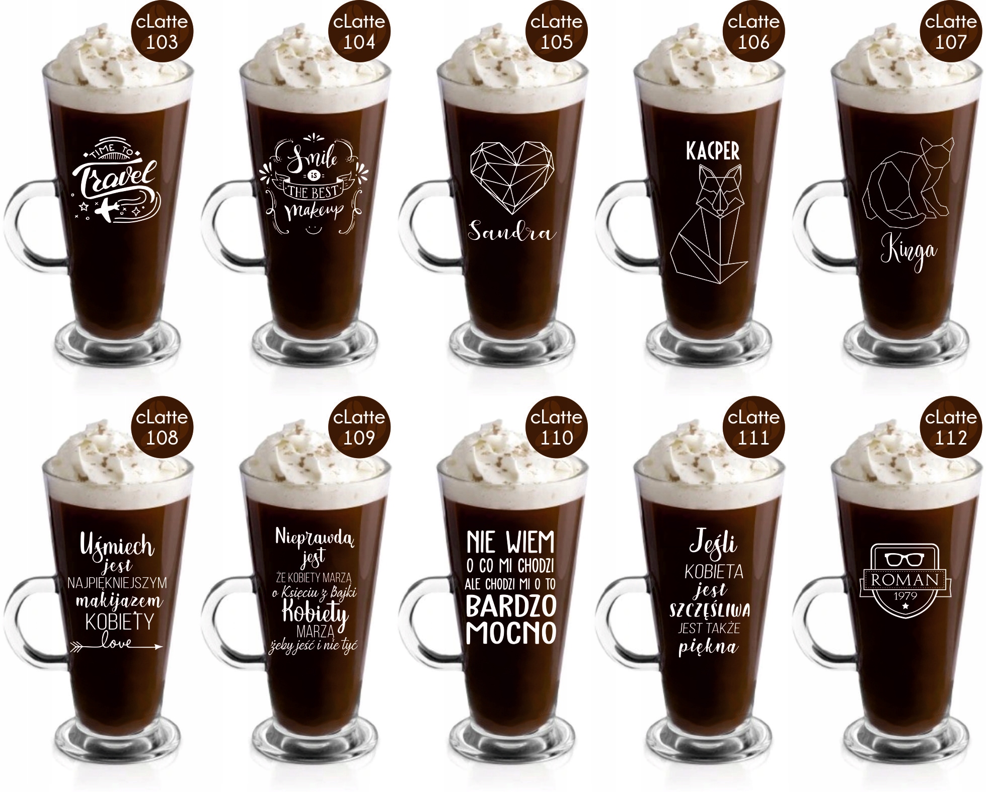 Szklanka kubek latte z grawerem PREZENT dla mamy