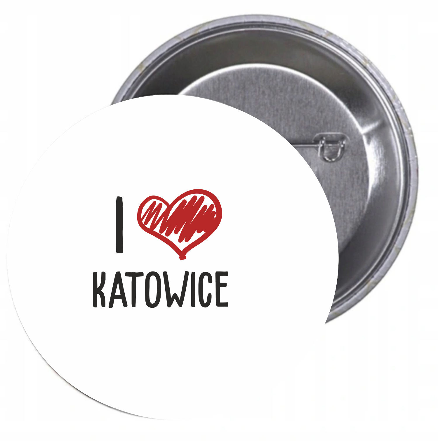 Przypinki buttony I LOVE KATOWICE z grafiką HIT