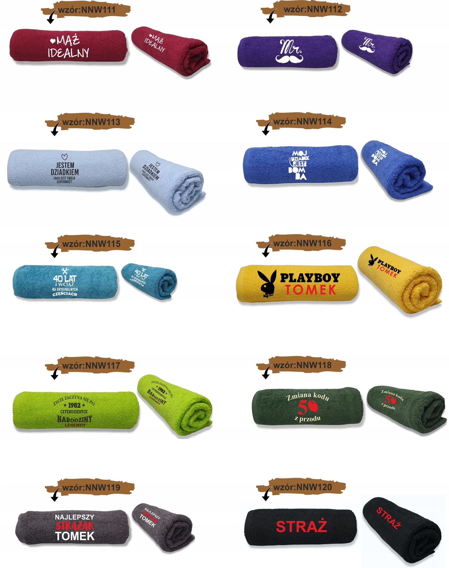 Duże Ręczniki z Twoim haftem MĄŻ IDEALNY DLA MĘŻA