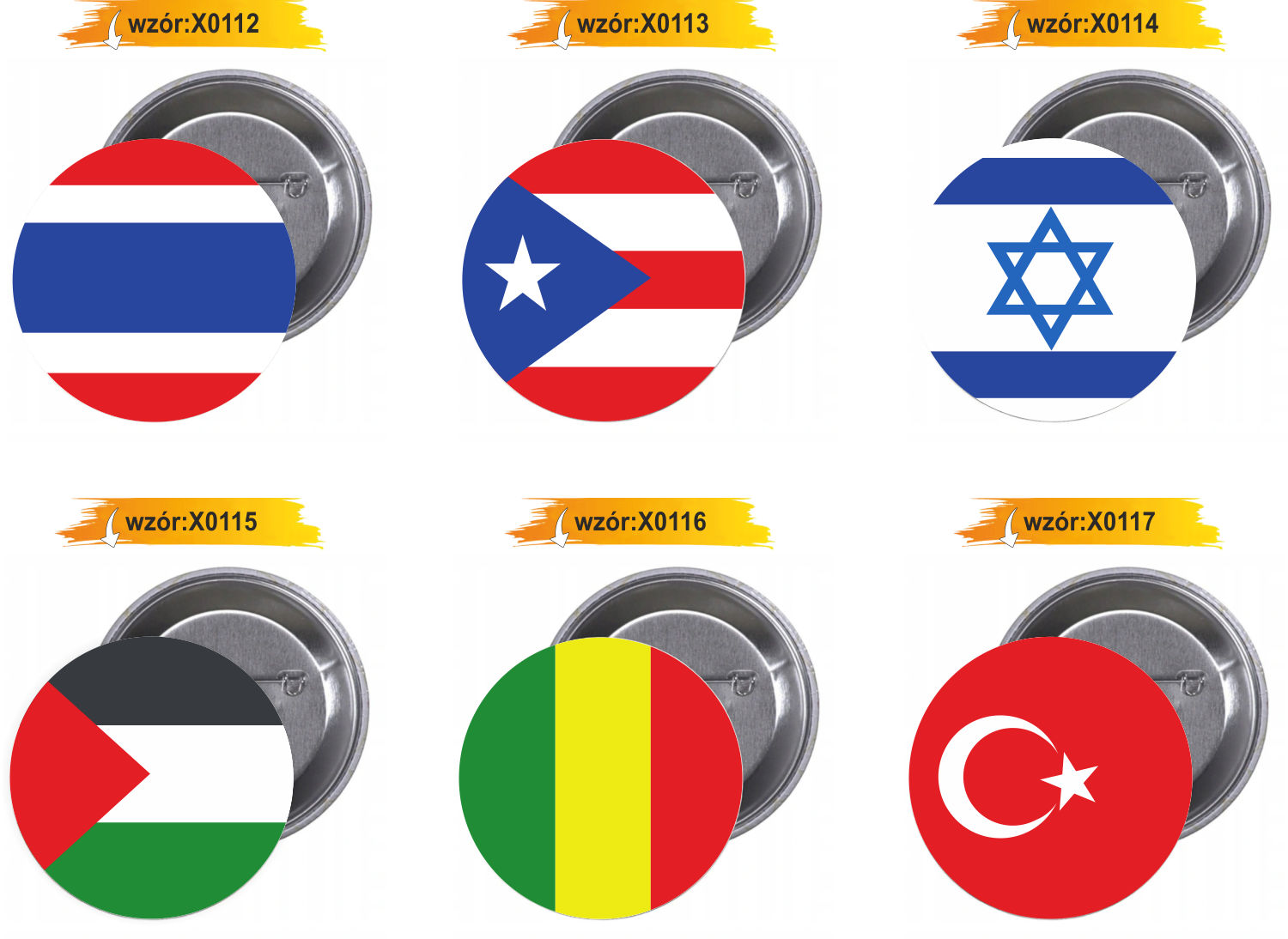 Przypinki buttony FLAGA TAJLANDIA z grafiką TANIO