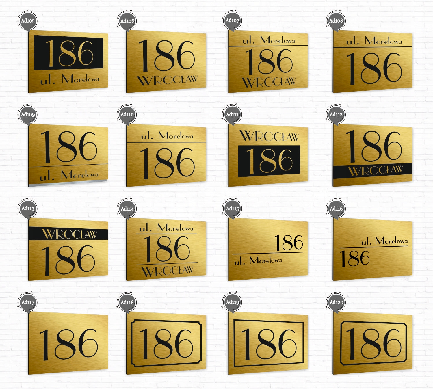 Tabliczka ADRESOWA ALUMINIOWA Tablica NUMER ZŁOTA