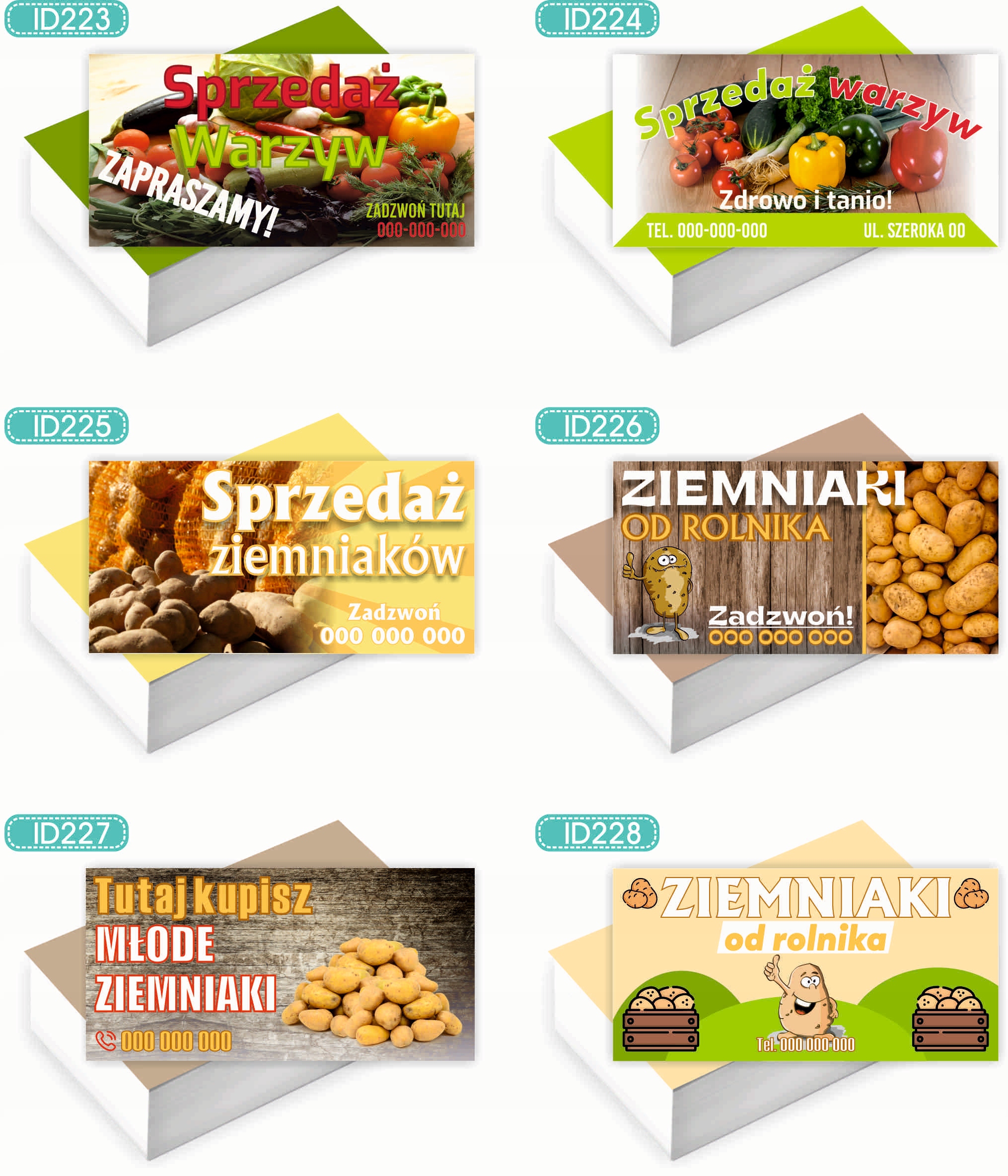 Wizytówki firmowe 100szt DUŻO WZORÓW do wyboru ZIEMNIAKI OD ROLNIKA