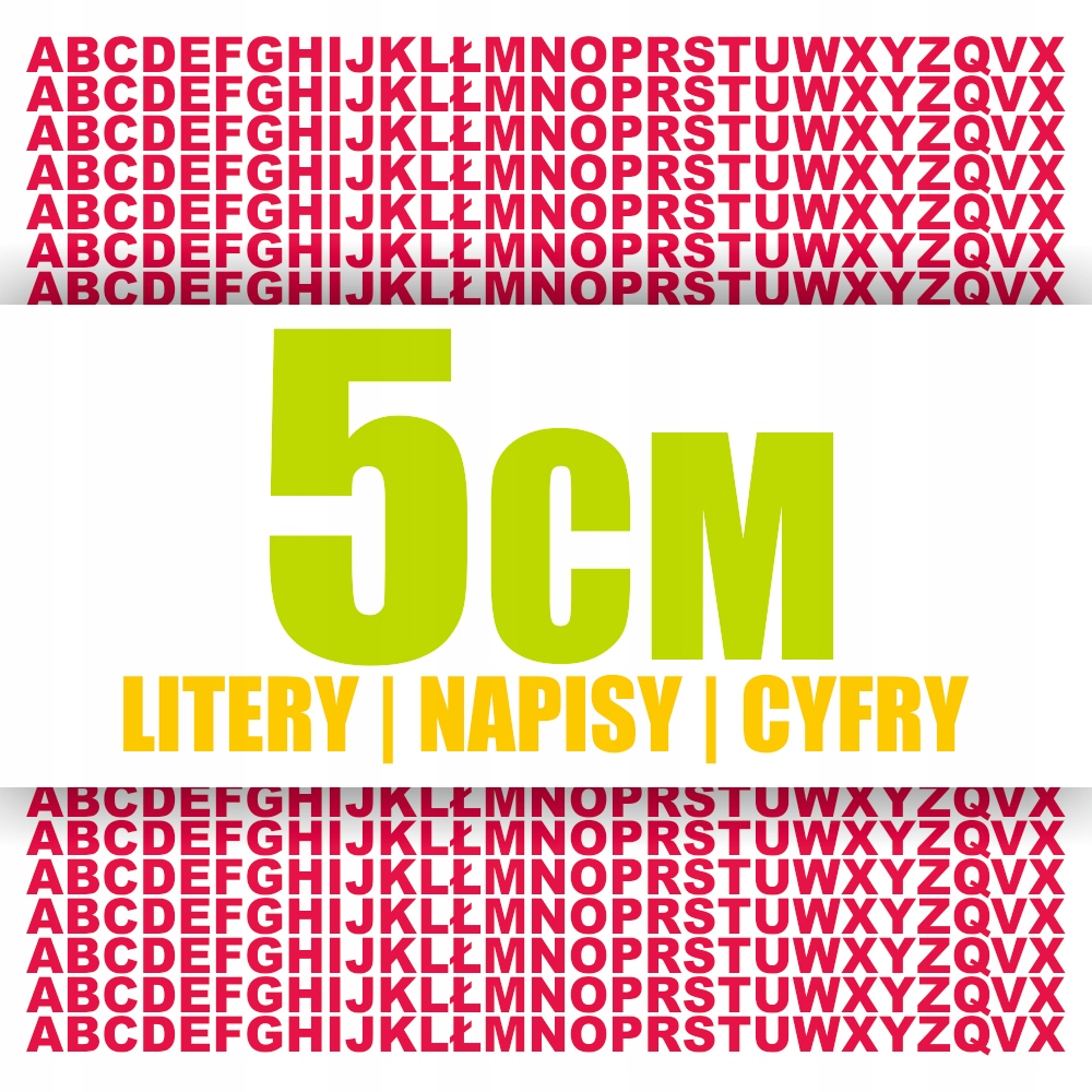 SAMOPRZYLEPNE litery cyfry napisy NAKLEJKI 5 cm