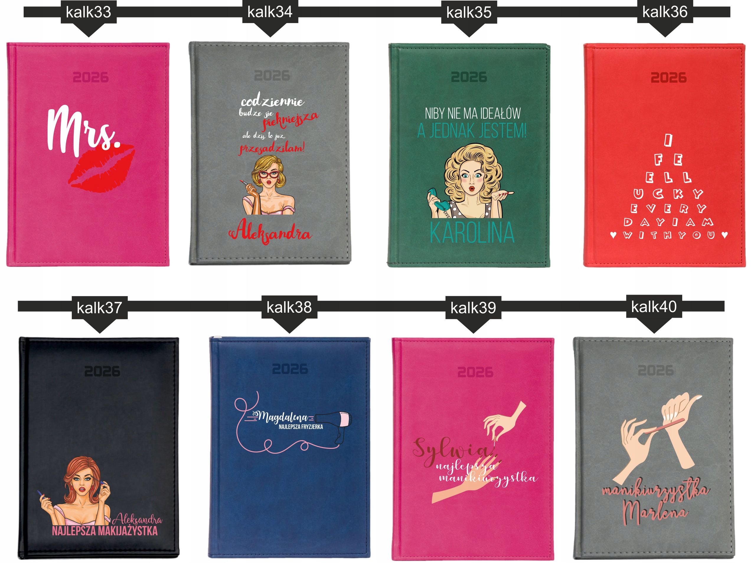 STYLOWY PREZENT DLA KOLEŻANKI personalizowany kalendarz A4 2026 KSIĄŻKOWY