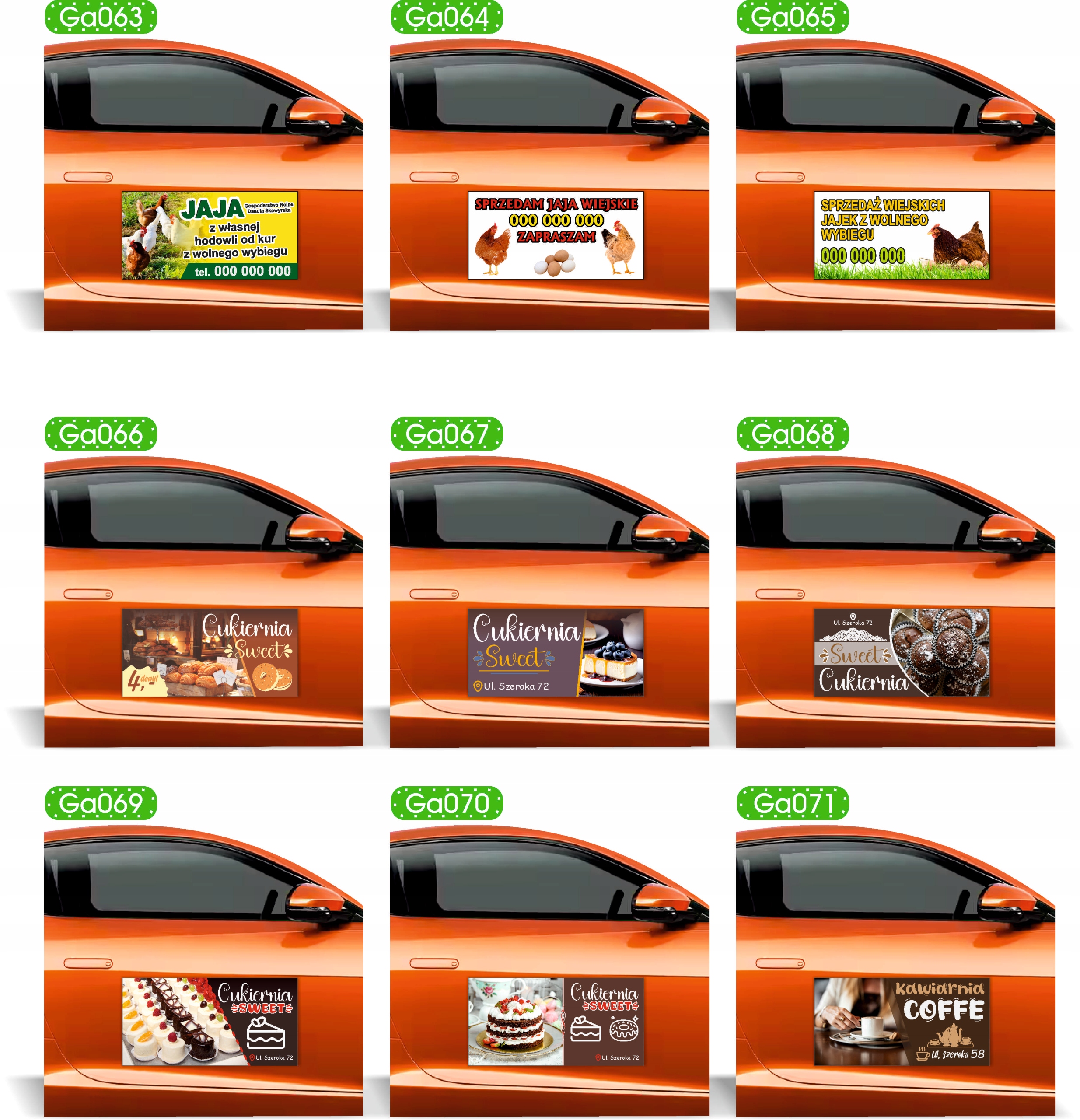 Magnes na samochód reklama magnetyczna 60x30 LODY AMERYKAŃSKIE