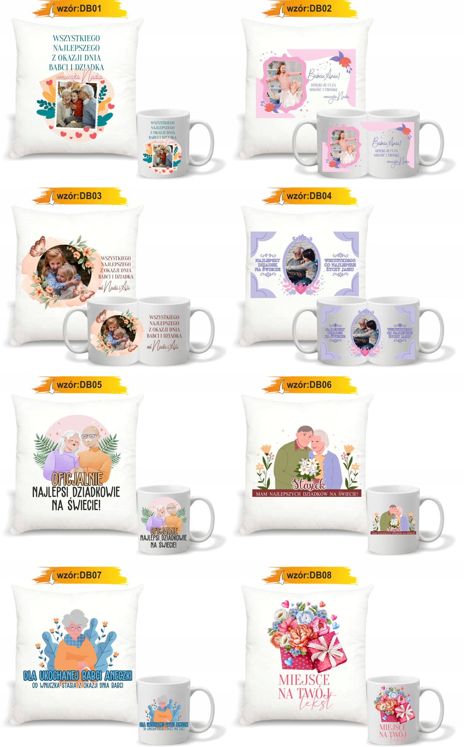 Zestaw PODUSZKA + KUBEK ze zdjęciem napisem dedykacją PREZENT DLA DZIADKÓW