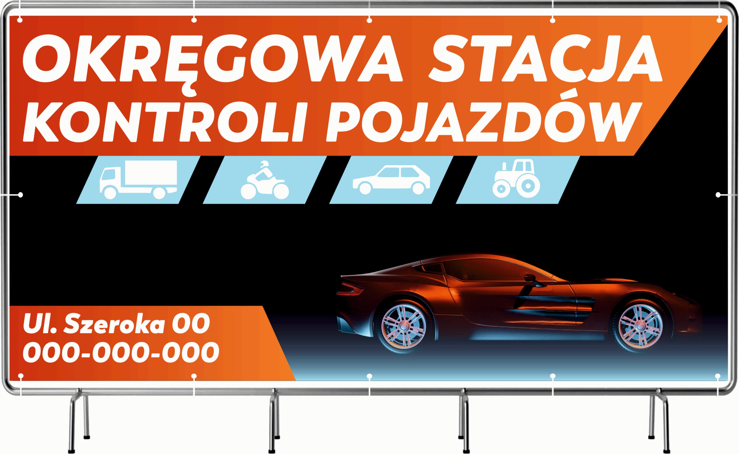 BANER REKLAMOWY 200x100cm projekt w cenie różne wzory KONTROLA POJAZDÓW