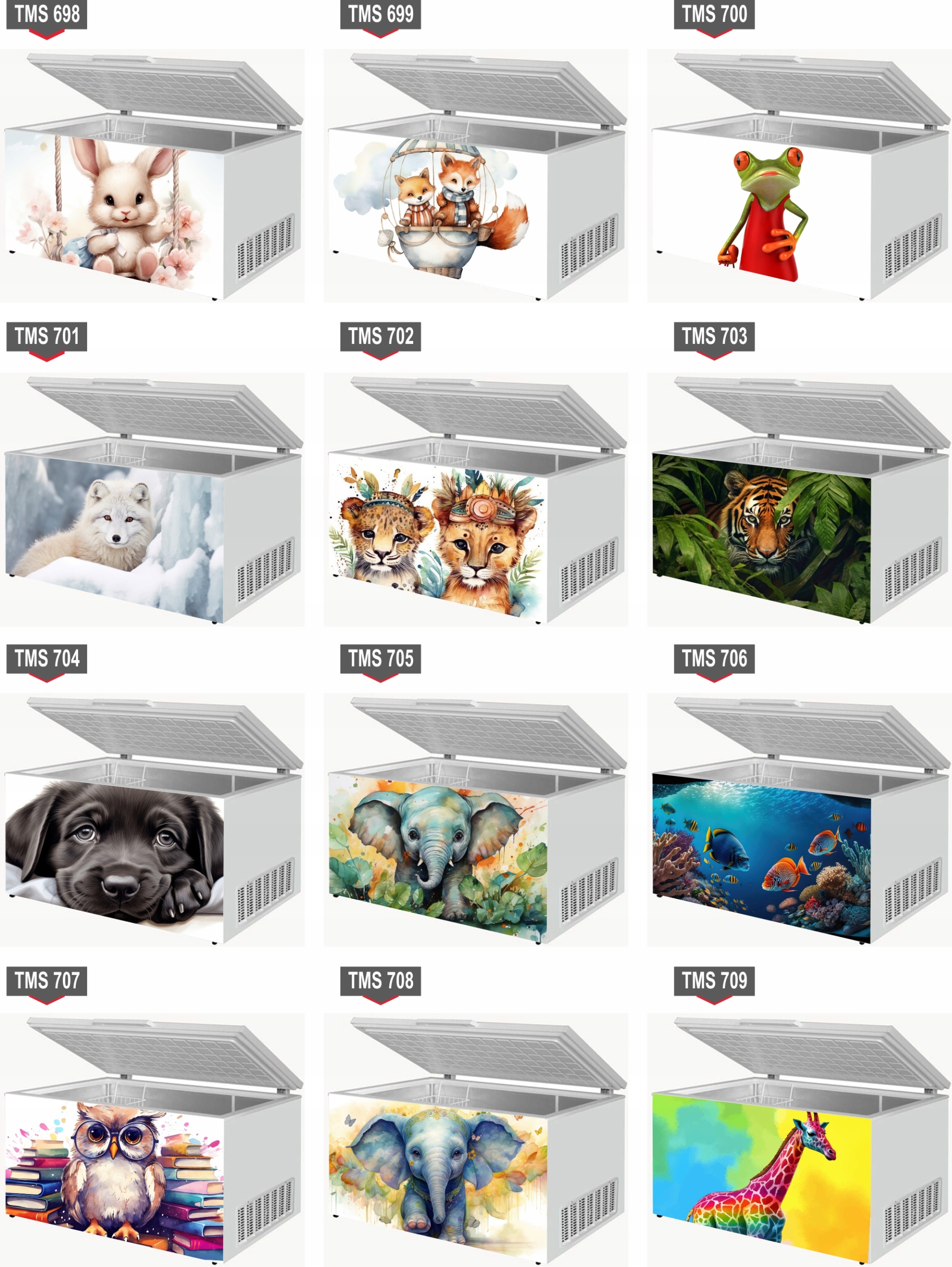 Naklejka samoprzylepna na zamrażarkę zmywarkę pralkę LWY ZWIERZĘTA WZORY