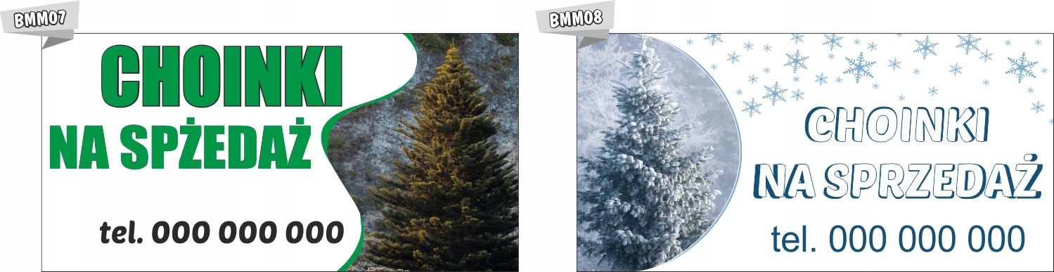Baner reklamowy TWÓJ NAPIS choinki 80x130 cm TANIO