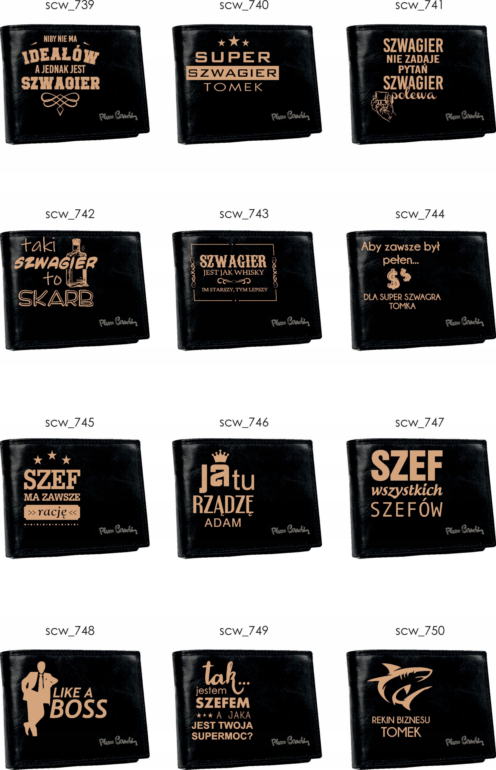 Portfel Pierre Cardin z GRAWEREM czarny prezent dla NAUCZYCIELA dużo wzorów