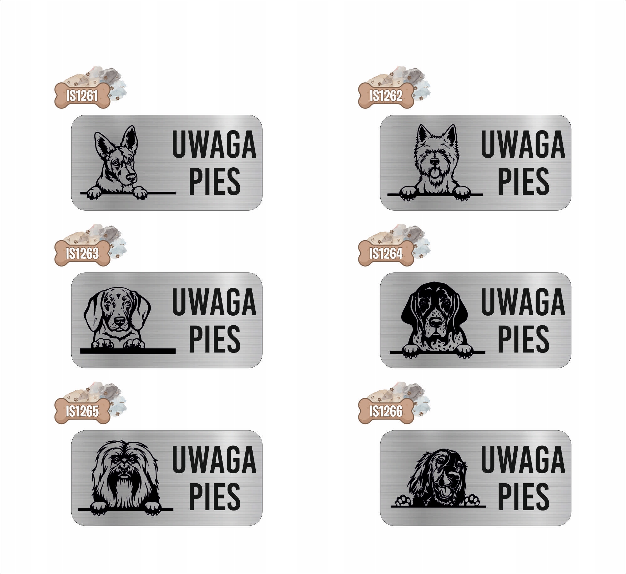 GRAWER Tabliczka nierdzewna 20x10 UWAGA PIES Sznaucer