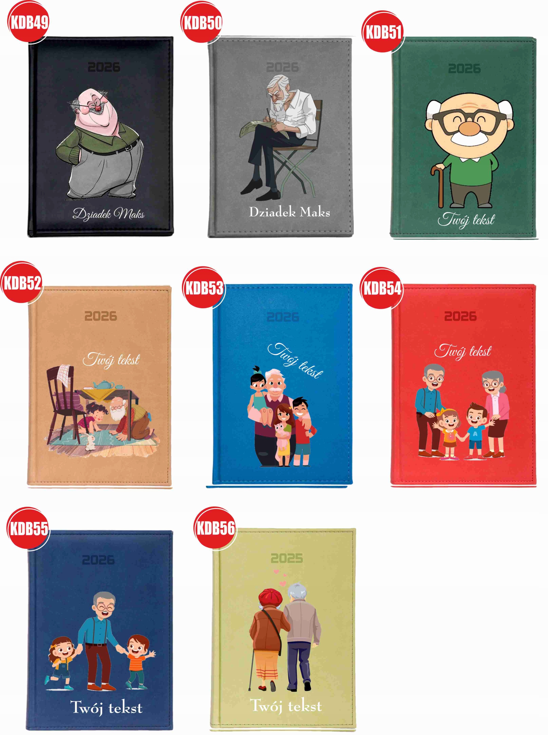 KALENDARZ A5 2026 DZIENNY terminarz NADRUK uv na dzień babci planer