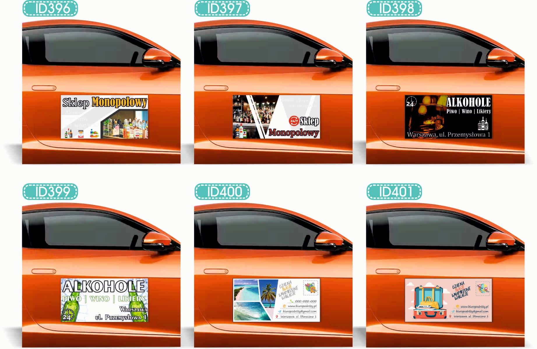 Magnes na samochód reklama magnetyczna 60x30 cm BIURO PODRÓŻY